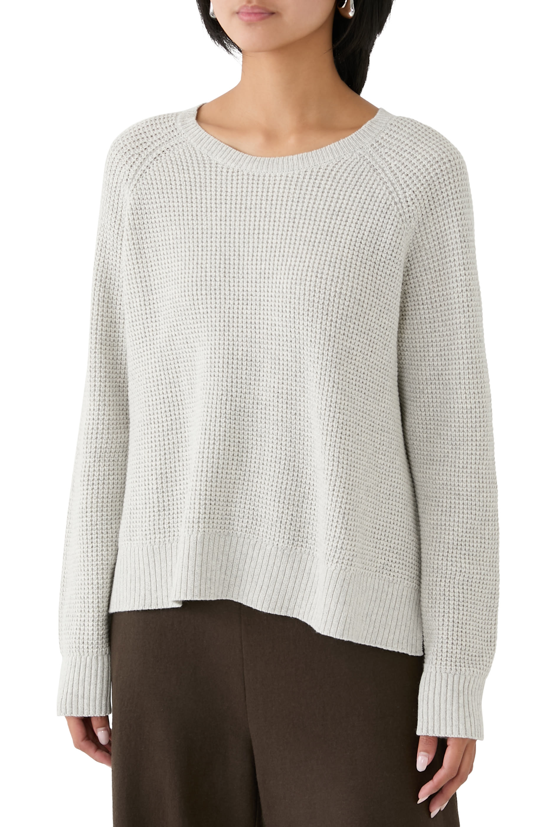 Cotton and Recycled Cashmere Thermal Crew Neck Top