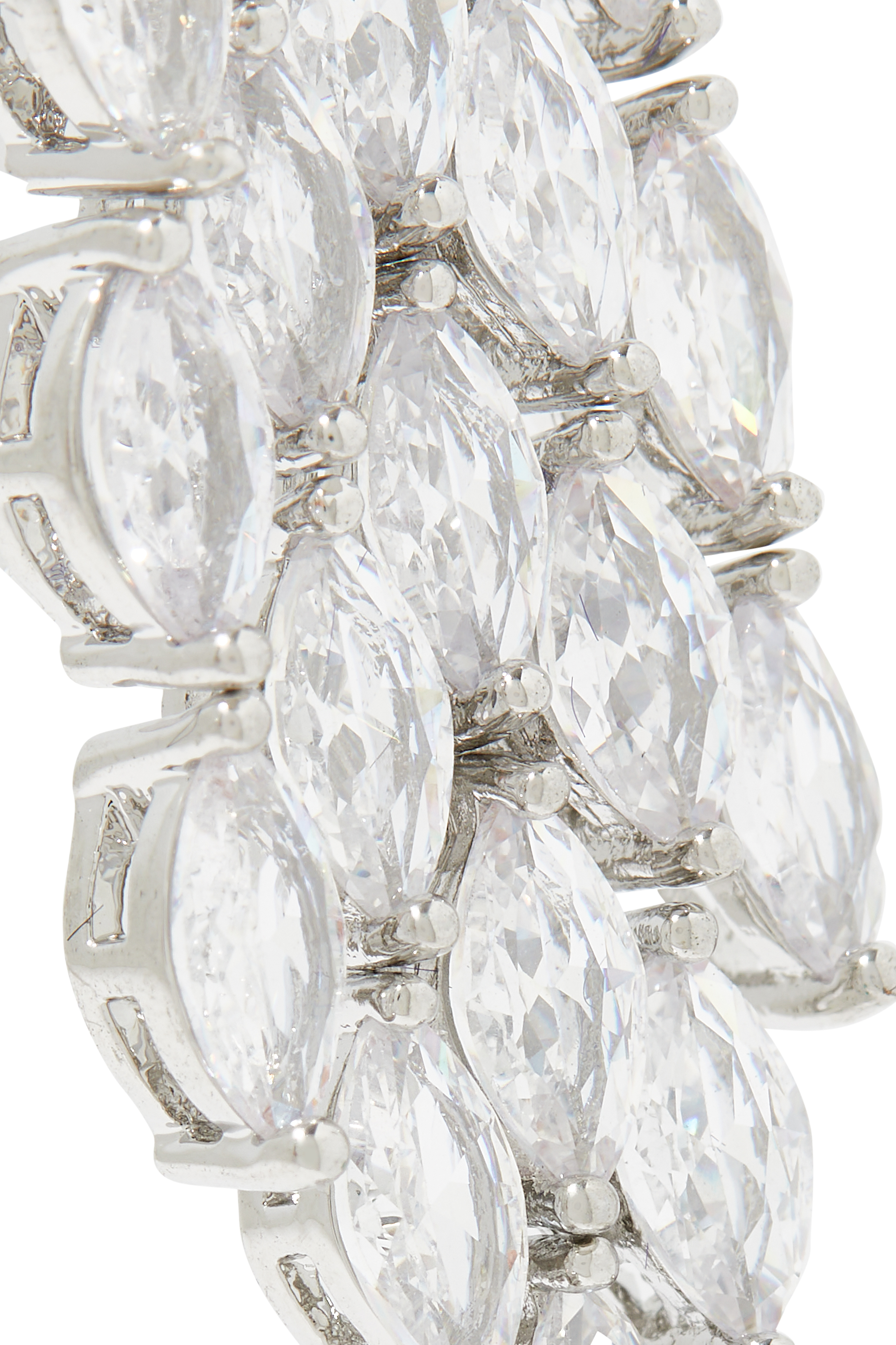 Graduated Marquise Drop Earrings, Rhodium-Plated Brass & Cubic Zirconia