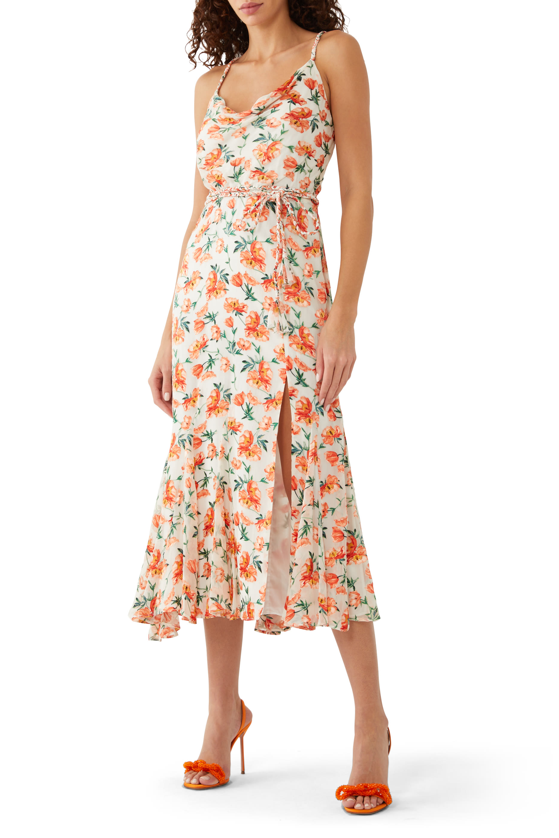 Lissa Cow Neck Godet Midi Dress