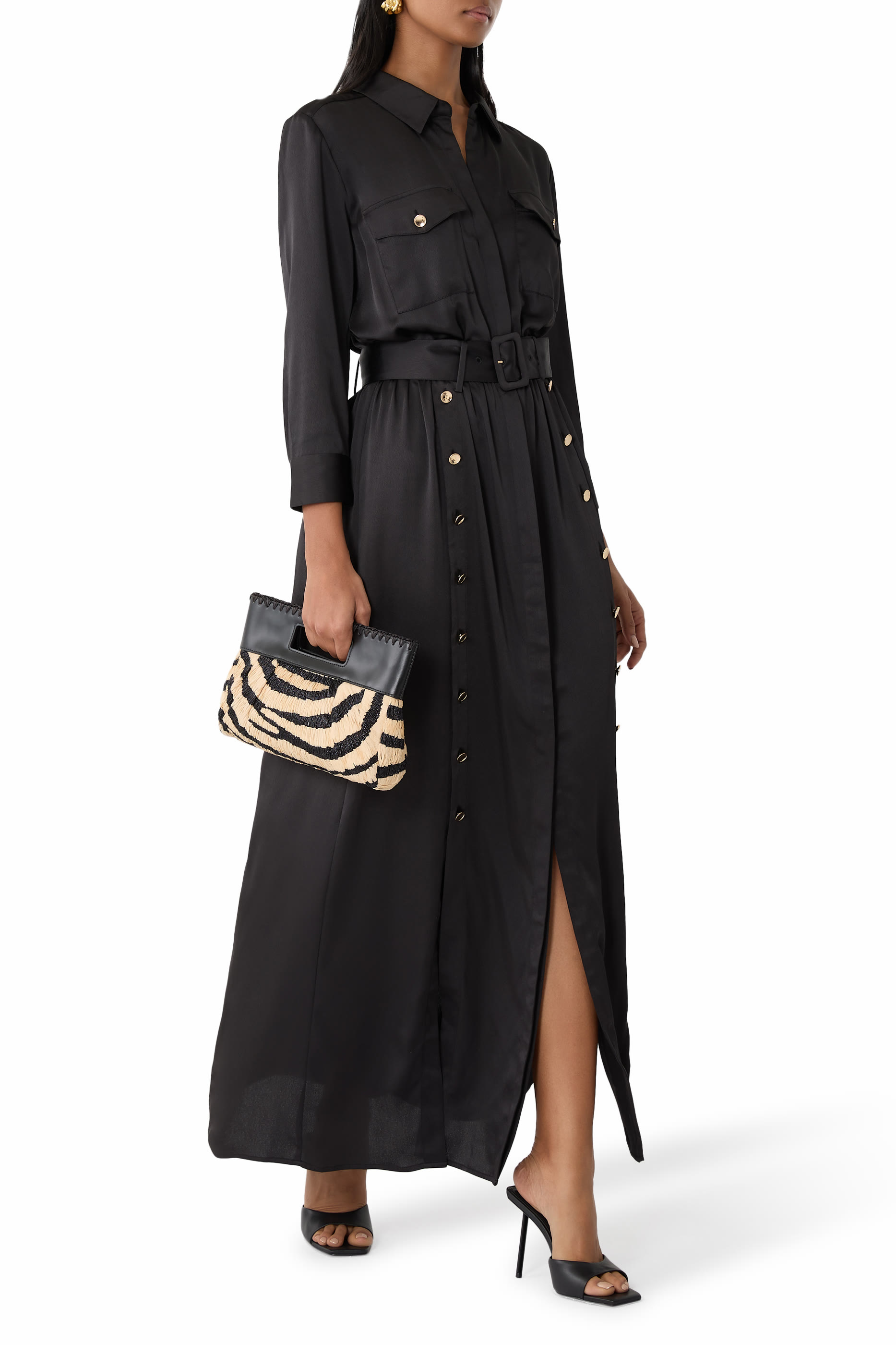 Uriah Satin Maxi Shirt Dress