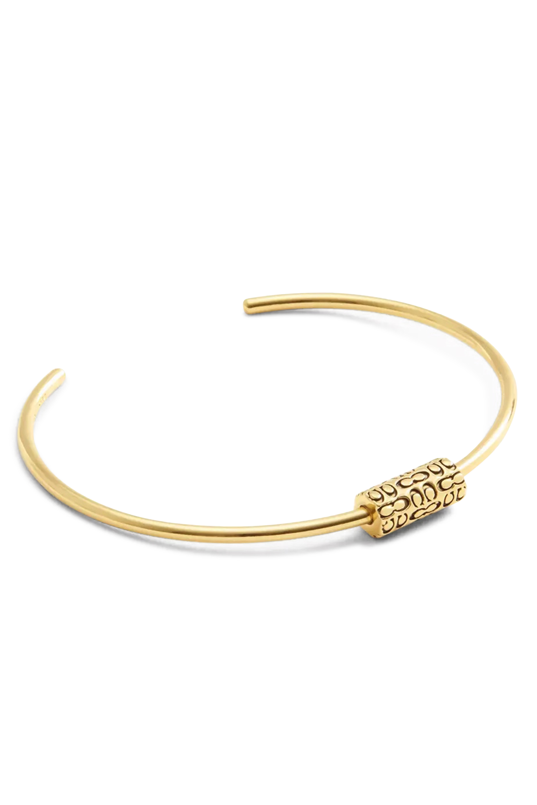 Quilted Cube Open Cuff Bangle, Plated Brass