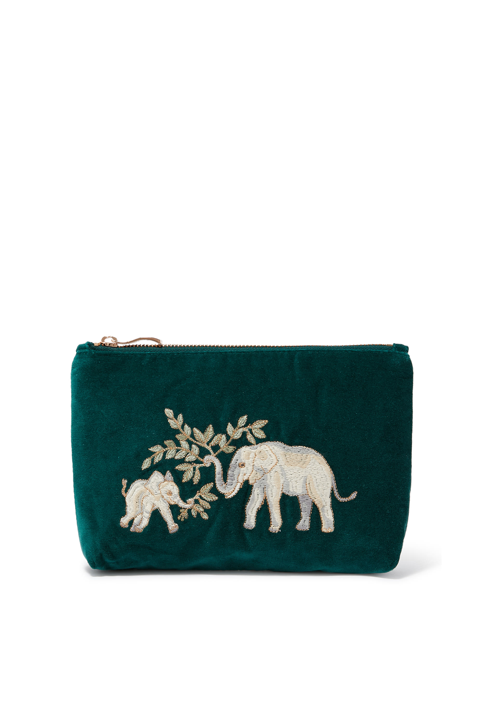 Elephant Herd Velvet Mini Pouch