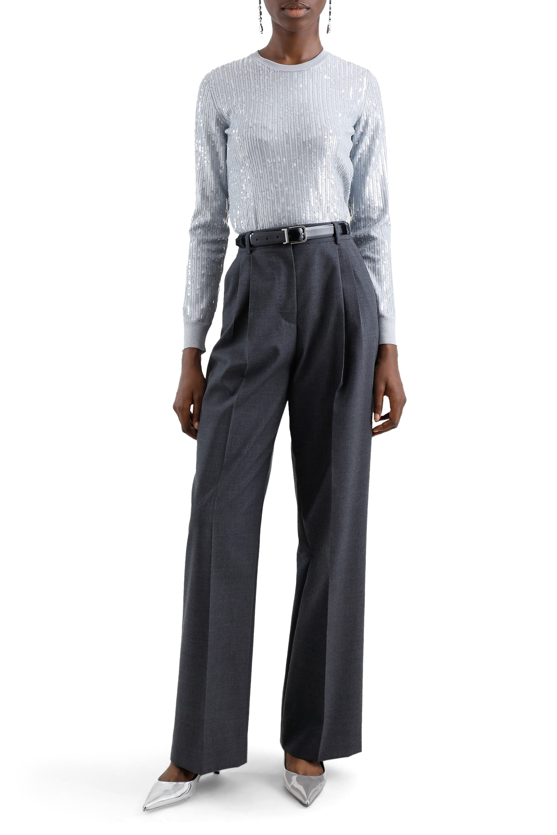 Sequin Embellishment Crew-Neck Sweater