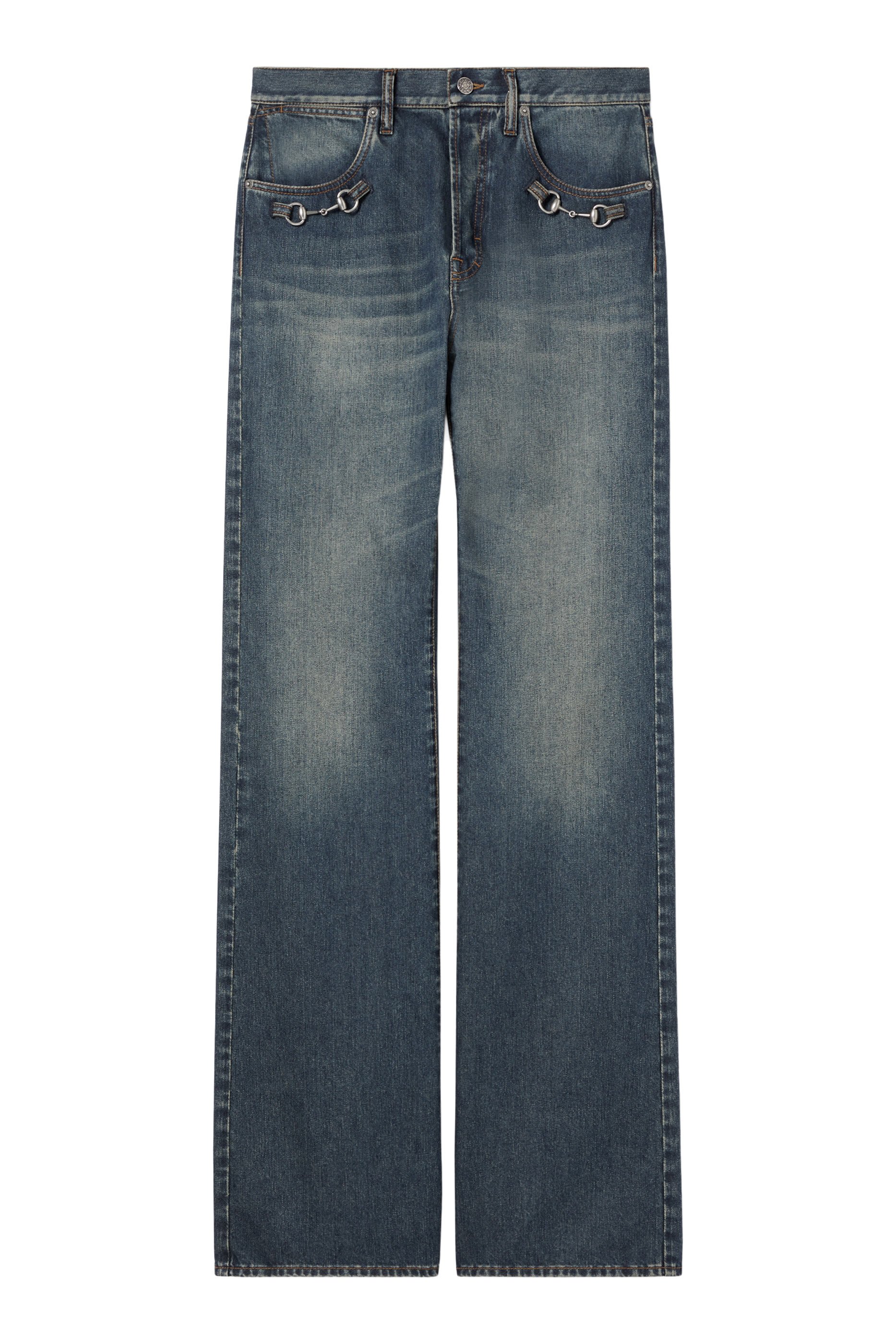 Horsebit Detail Denim Pants