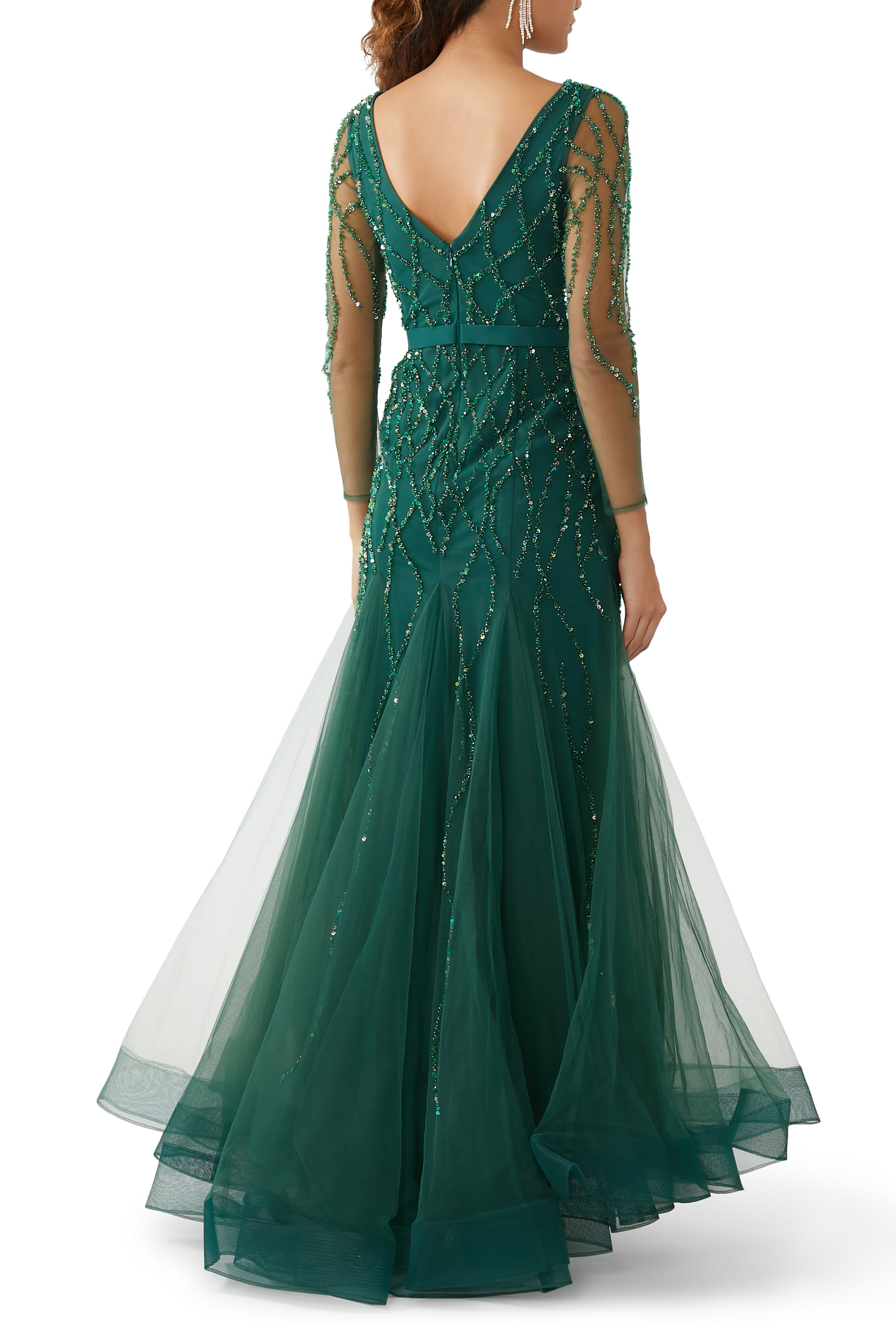 V-Neck Long Sleeves Gown