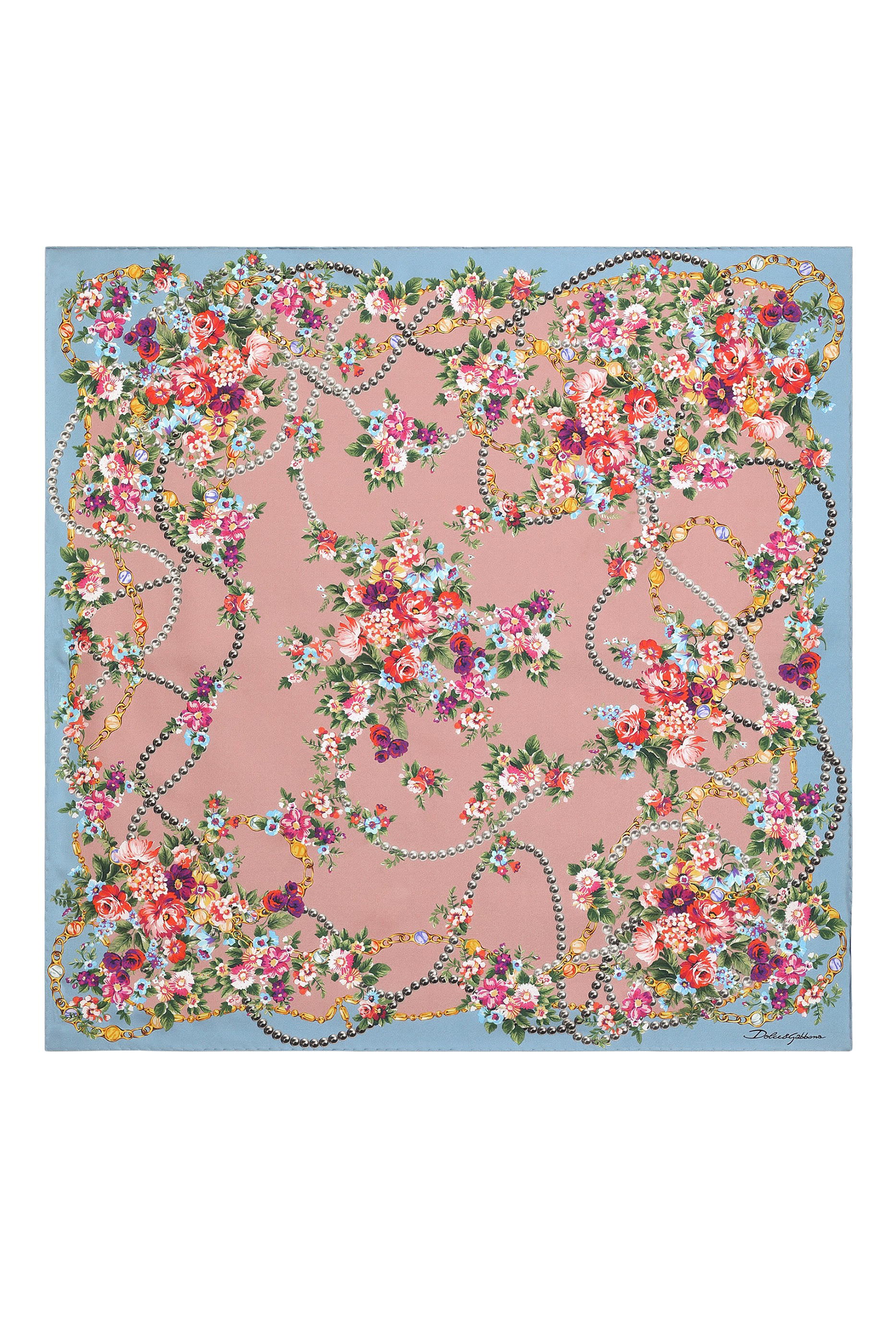 Flower Bouquets-Print Silk Twill Scarf