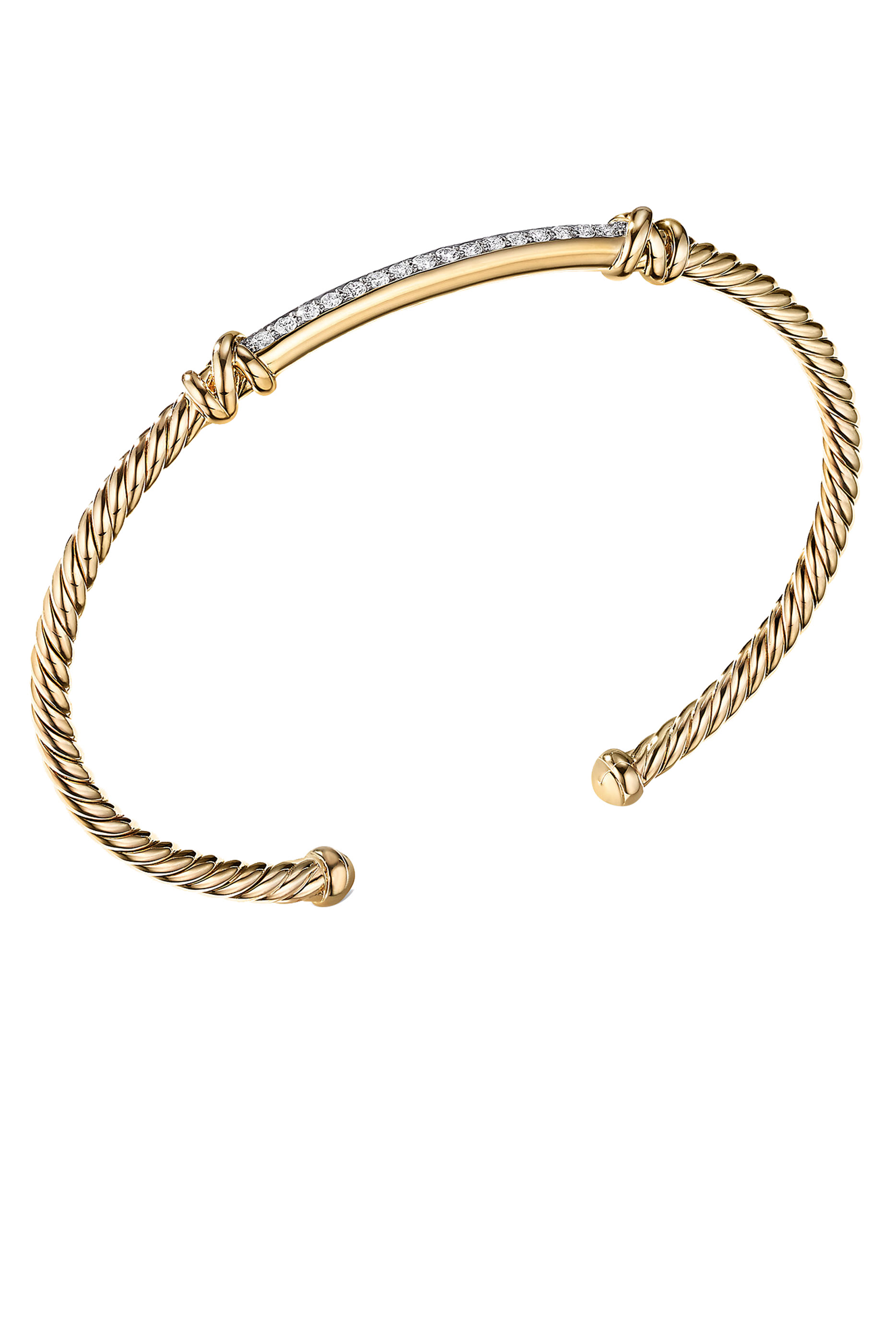 Petite Helena Cablespira Station Bangle, 18k Yellow Gold & Diamonds