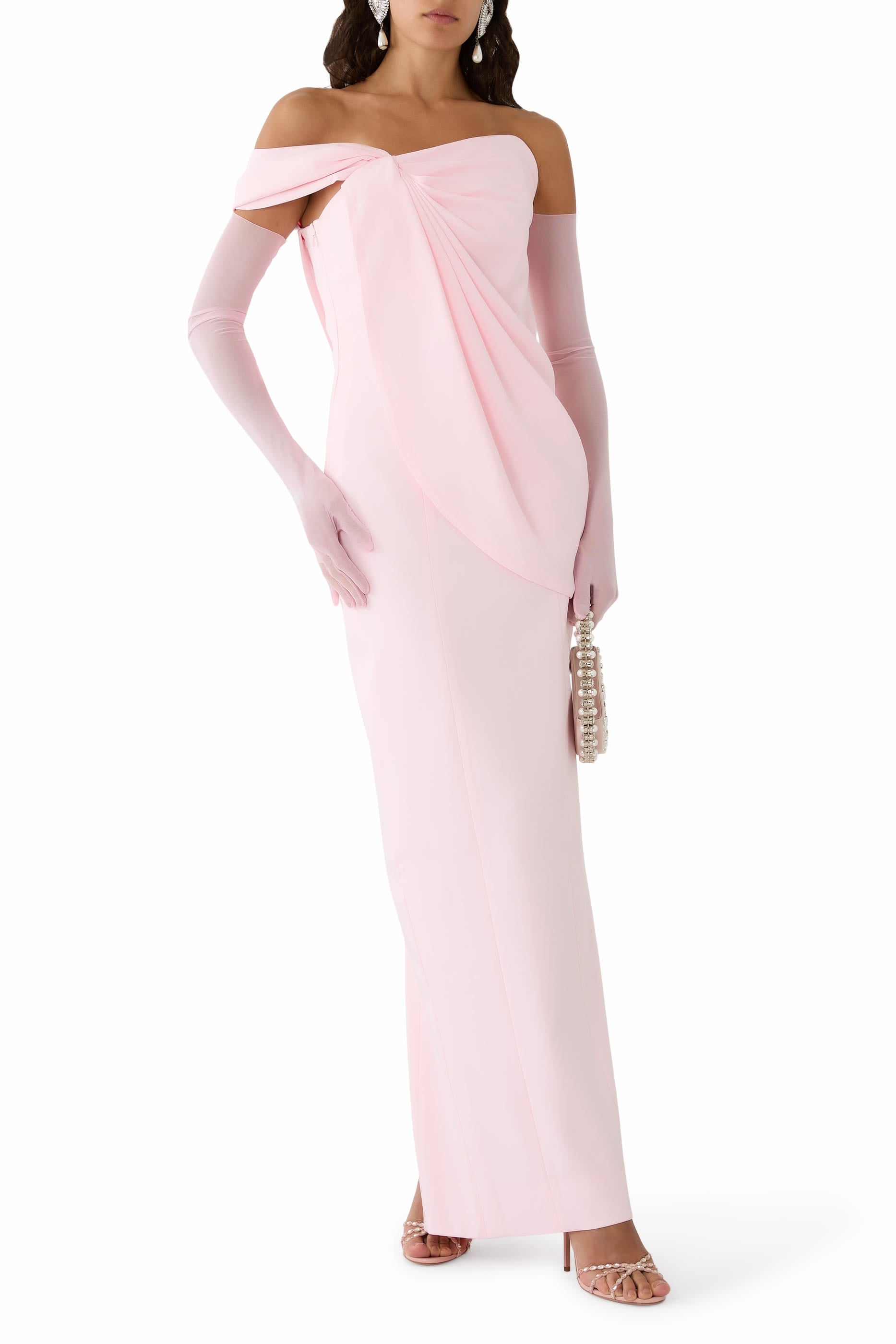 One-Shoulder Crepe Gown 