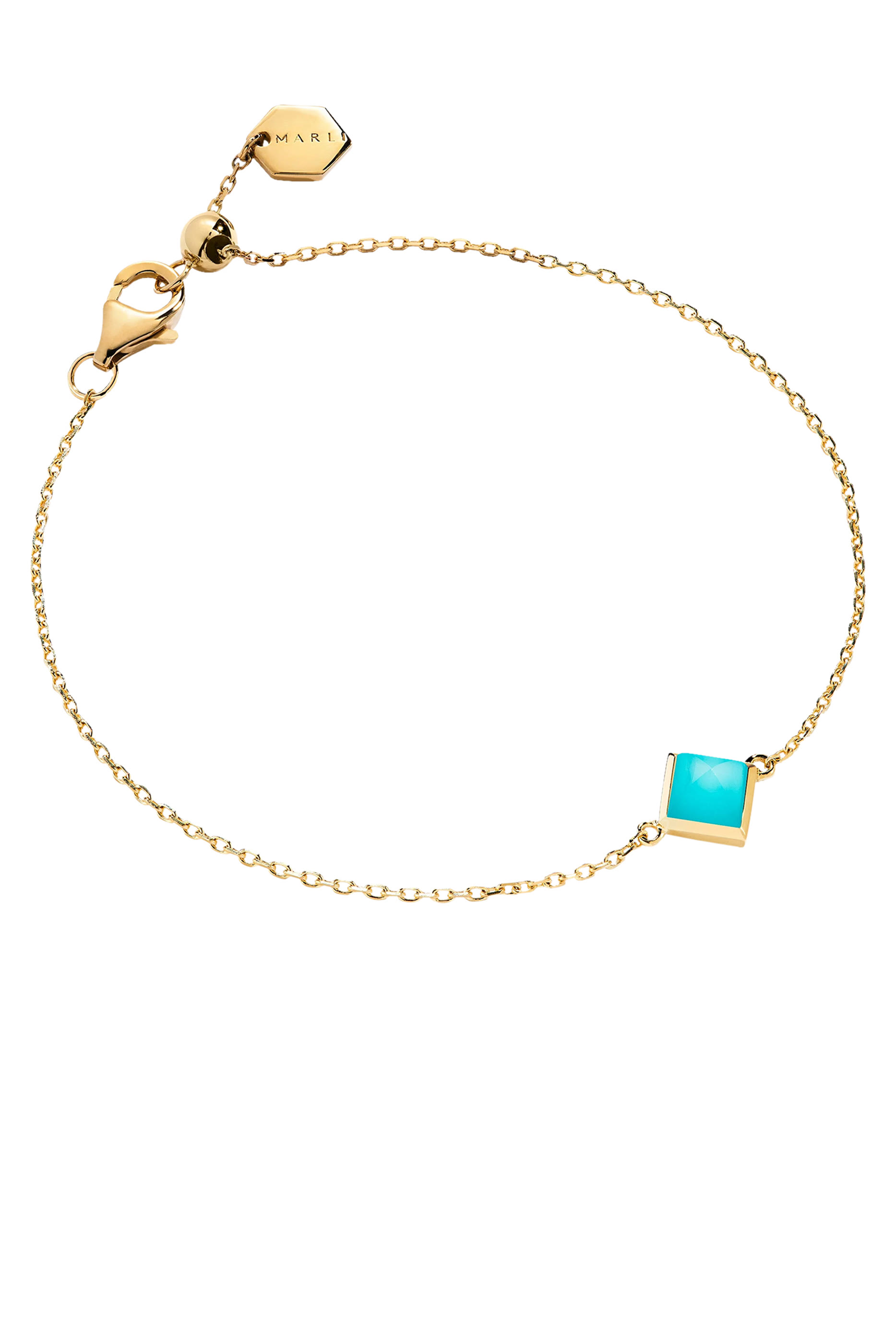 Cleo Pyramid Bracelet, 18k Yellow Gold & Turquoise