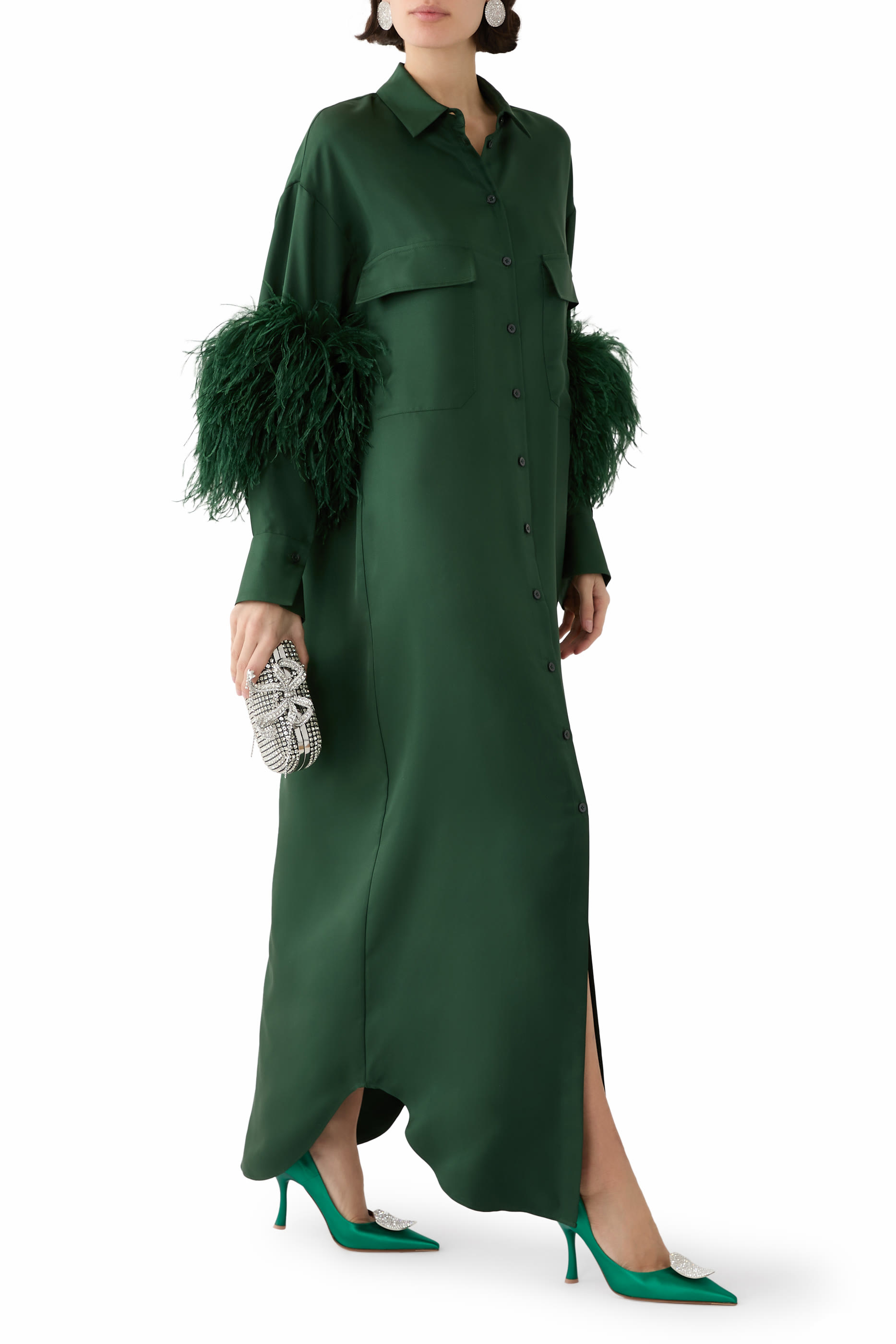 Bloomingdale's Exclusive Button Down Feathered Dress