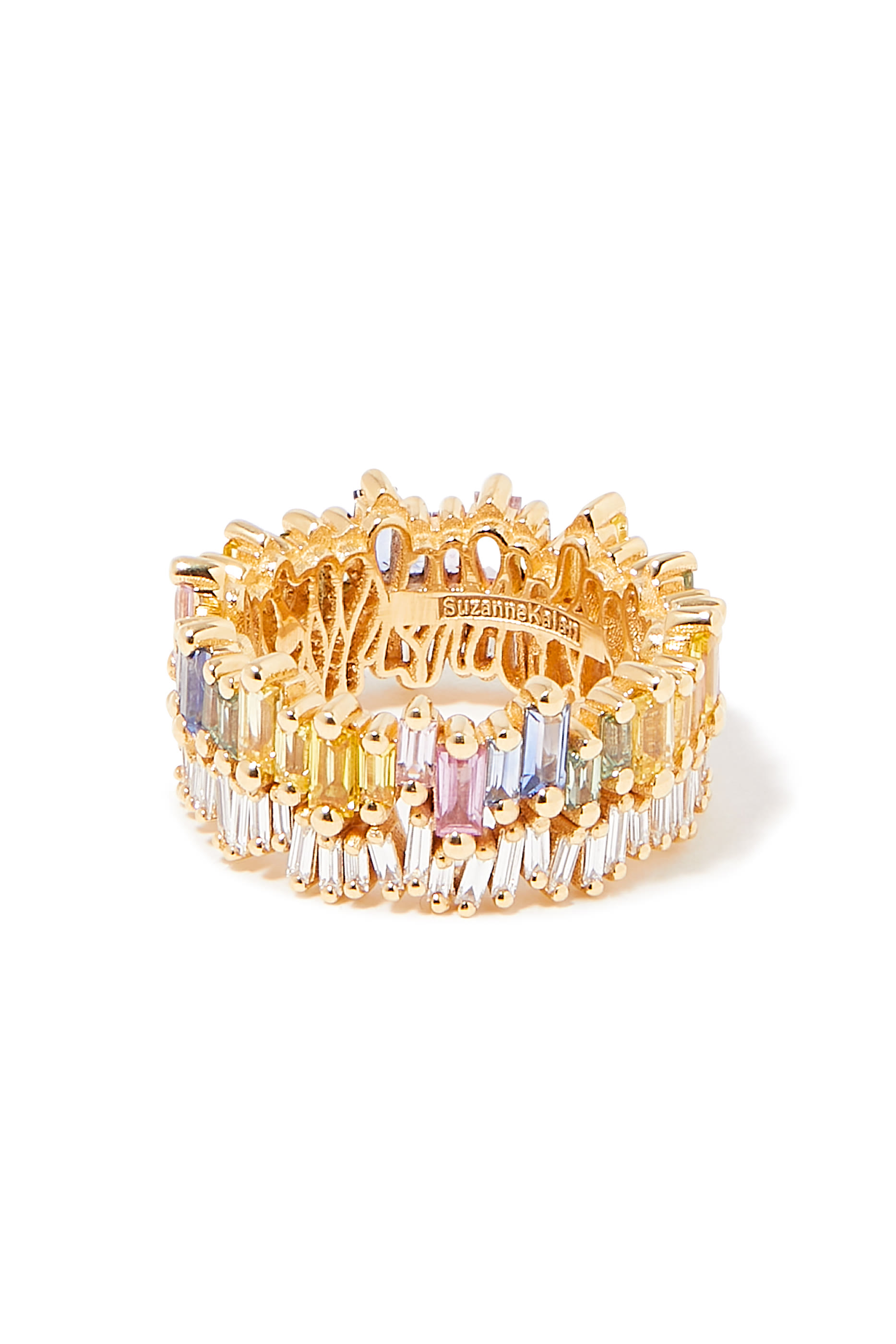Pastel Sapphire Row Eternity Band, 18K Yellow Gold & Diamonds