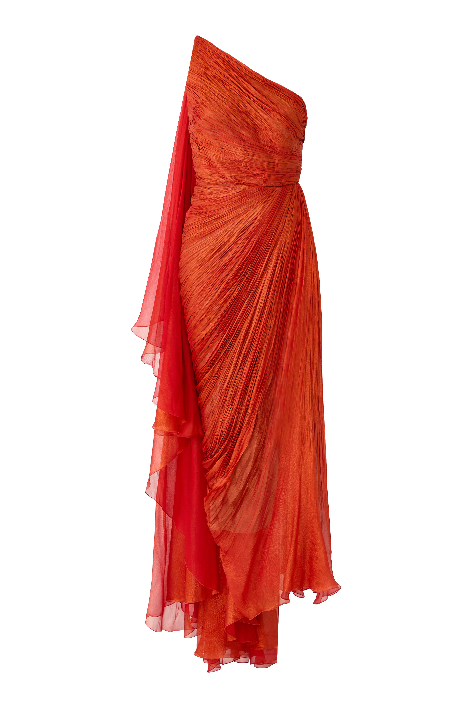 One-Shoulder Pleated Evening Dress