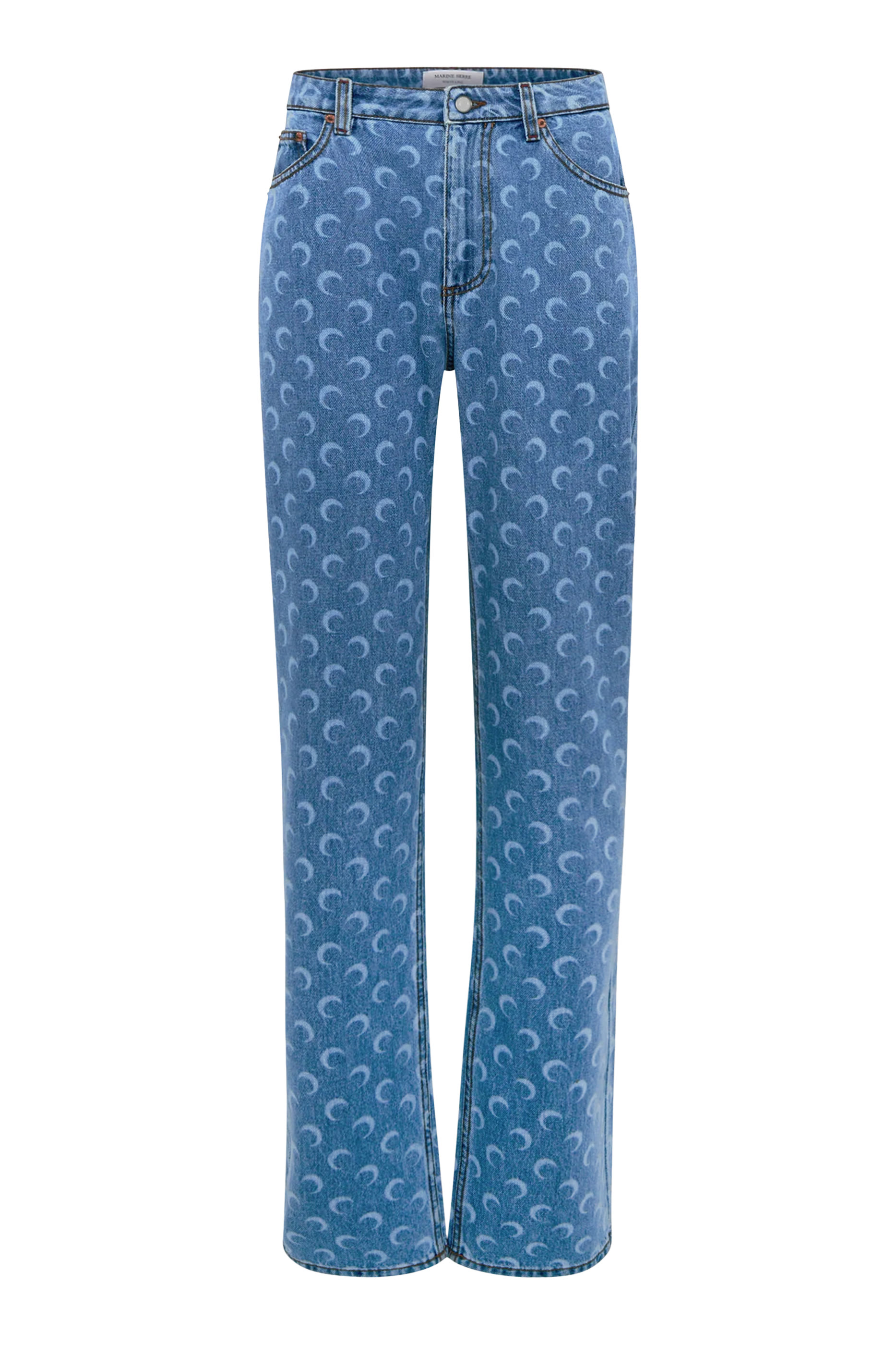 Moon Laser Blue Wash Denim Straight Jeans