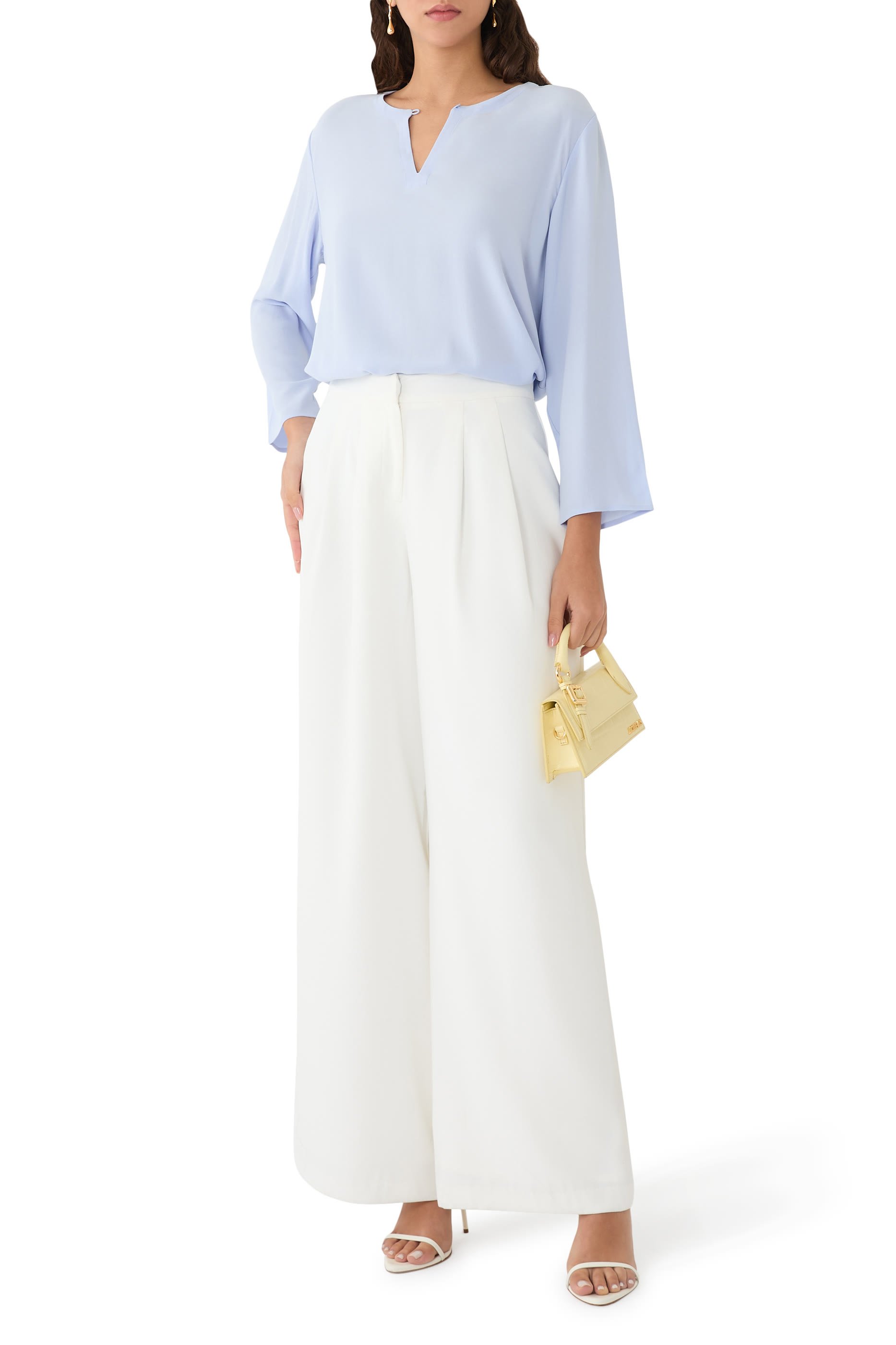 Silk Georgette Crepe Keyhole Top