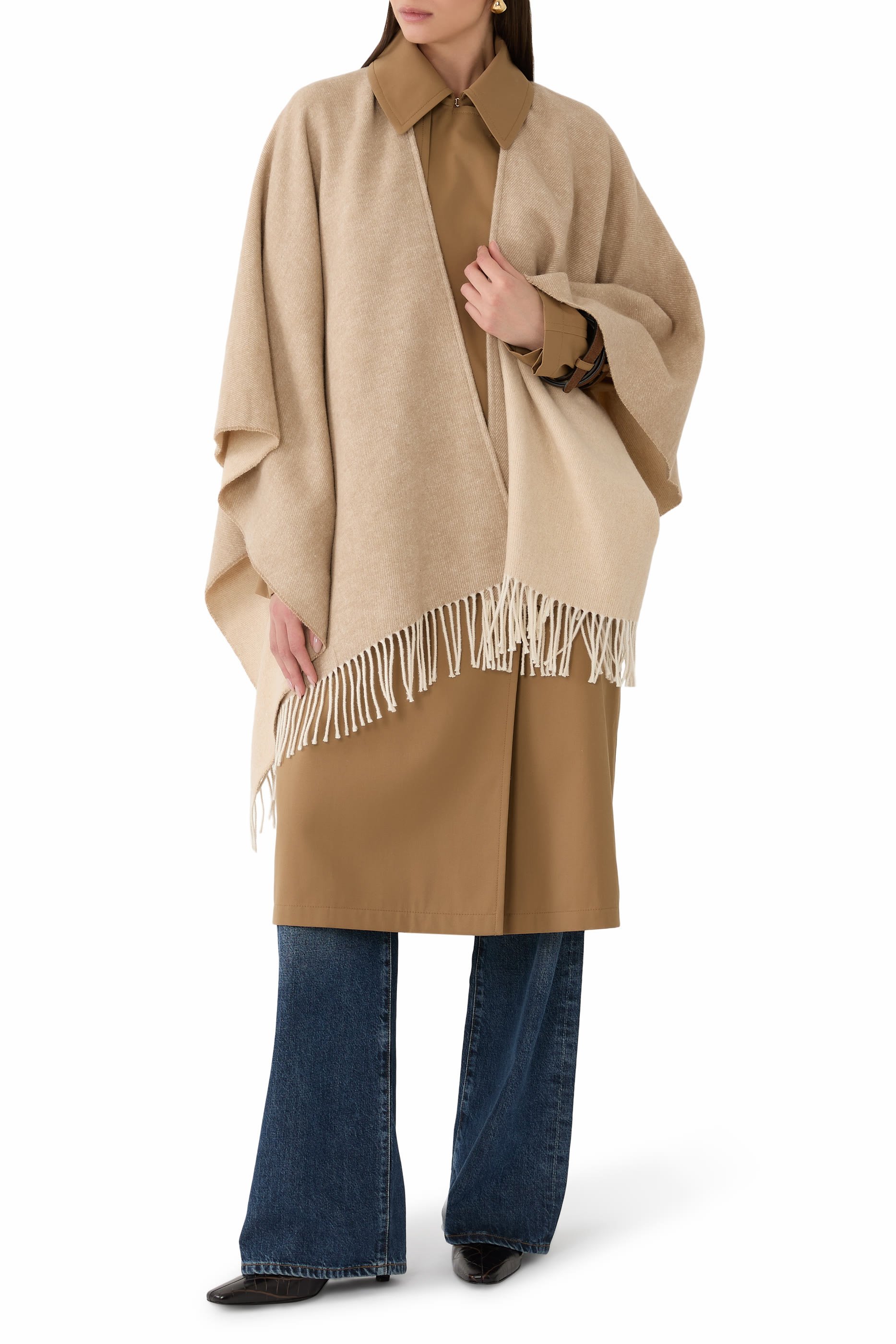 Brushed Recycled Cotton Cashmere Poncho