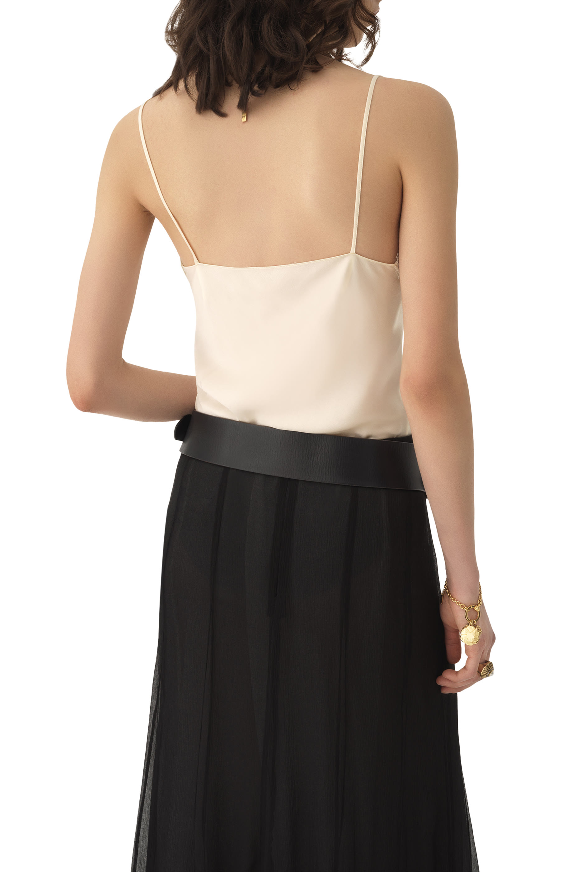  Camisole Top in Washed Silk Satin & Lace