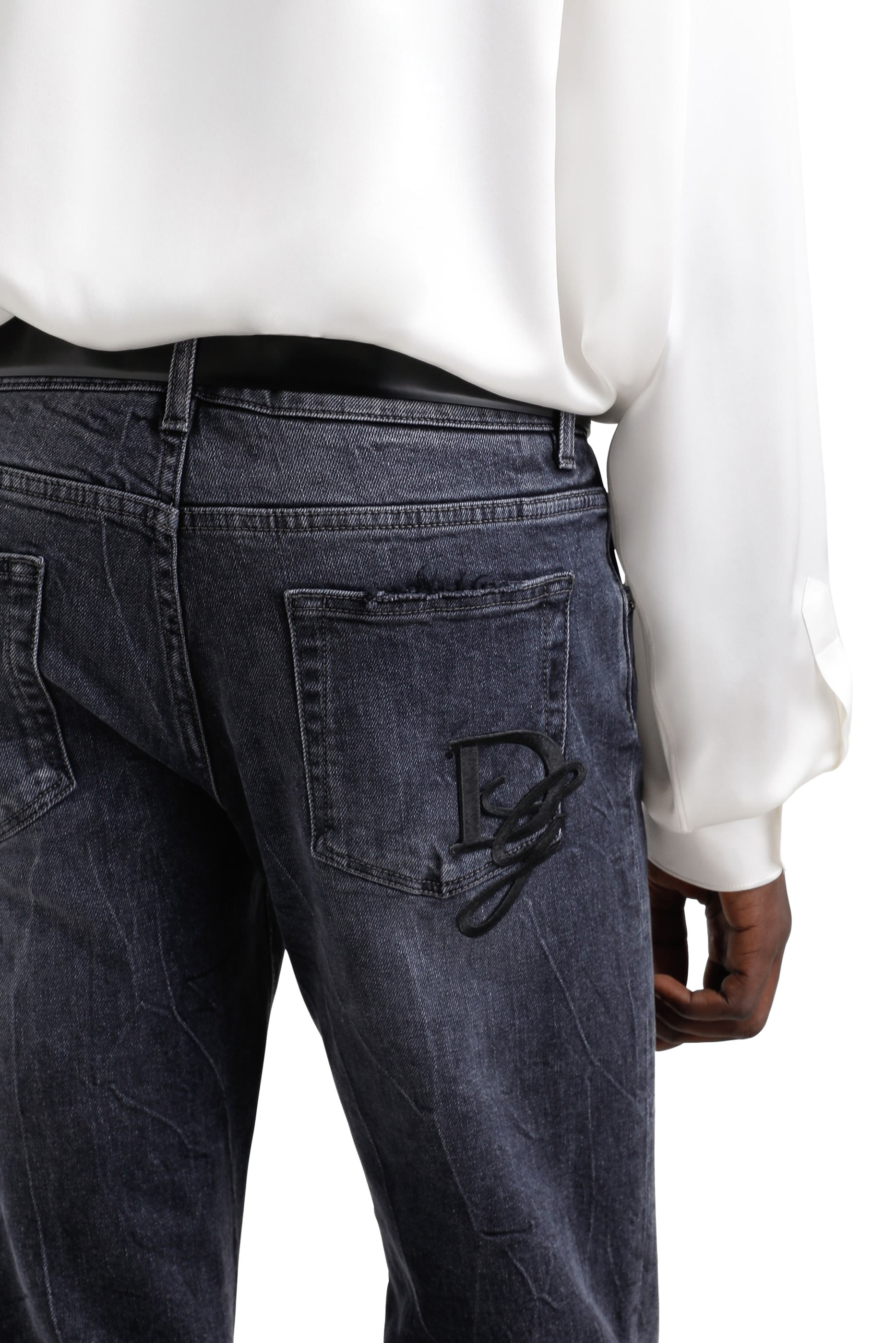 Logo Embroidered Slim-Fit Stretch Cotton Jeans