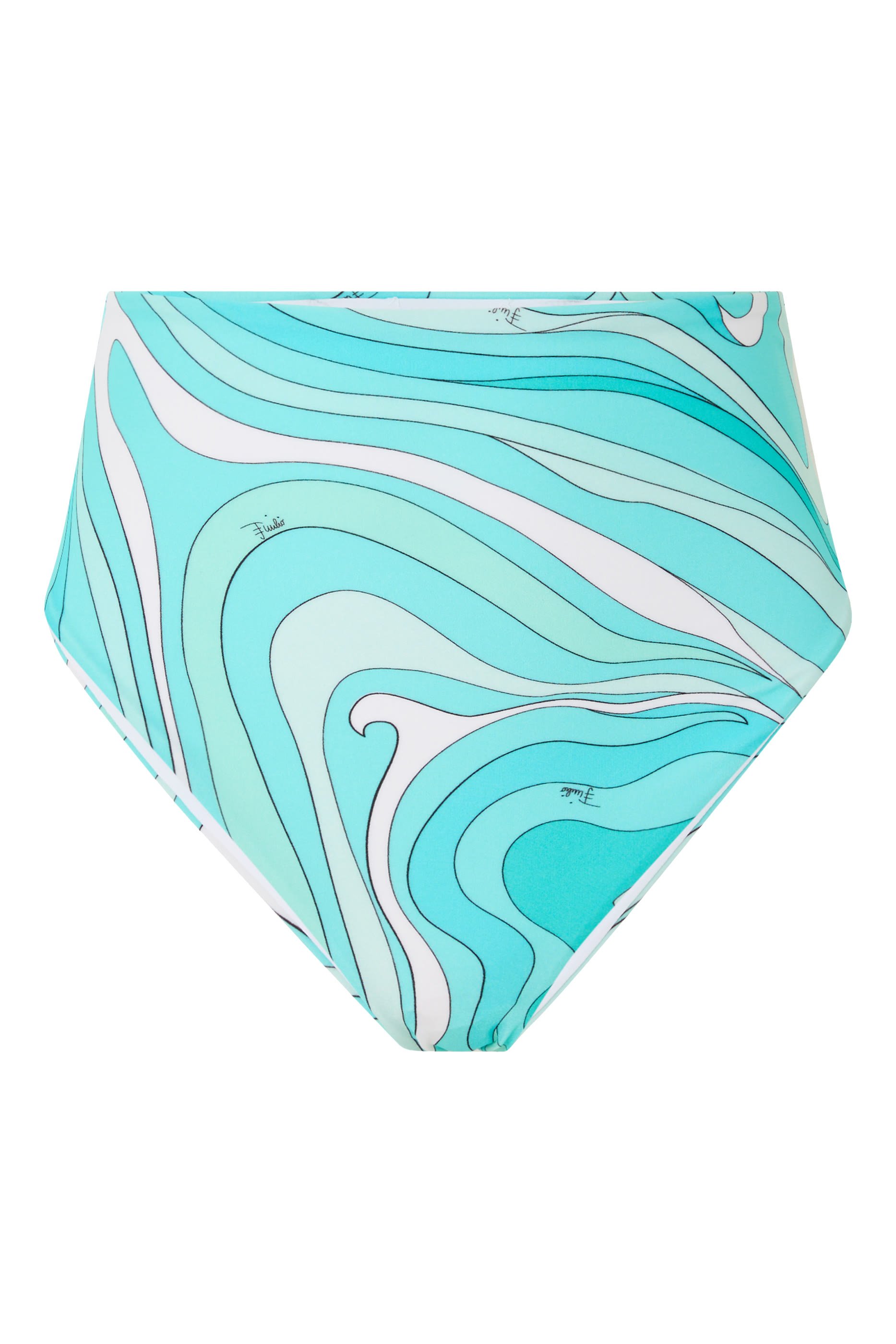 Marmo Print High-Waisted Bikini Bottoms