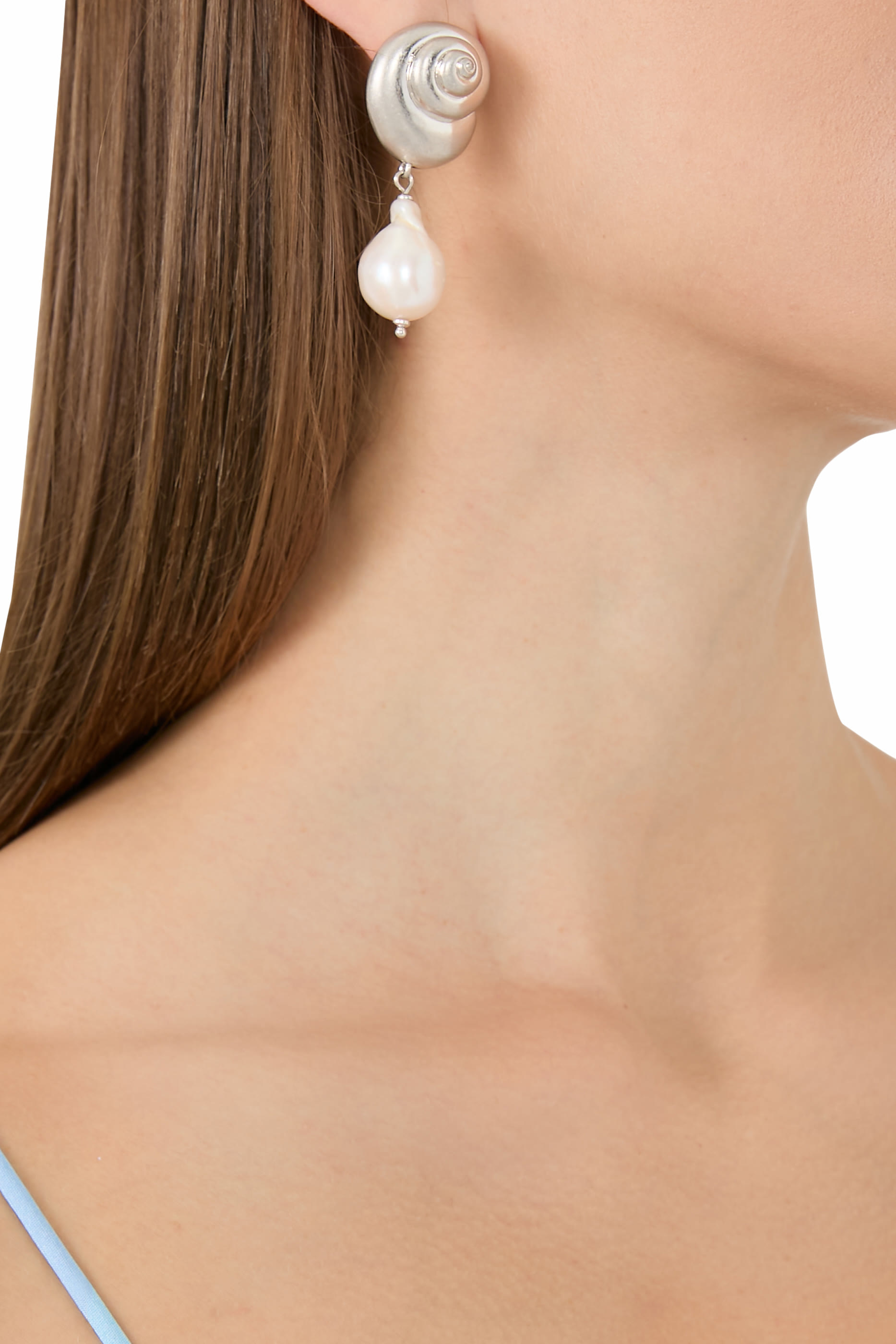 Beachside Drop Earrings, Plated Metal & Freshwater Pearls