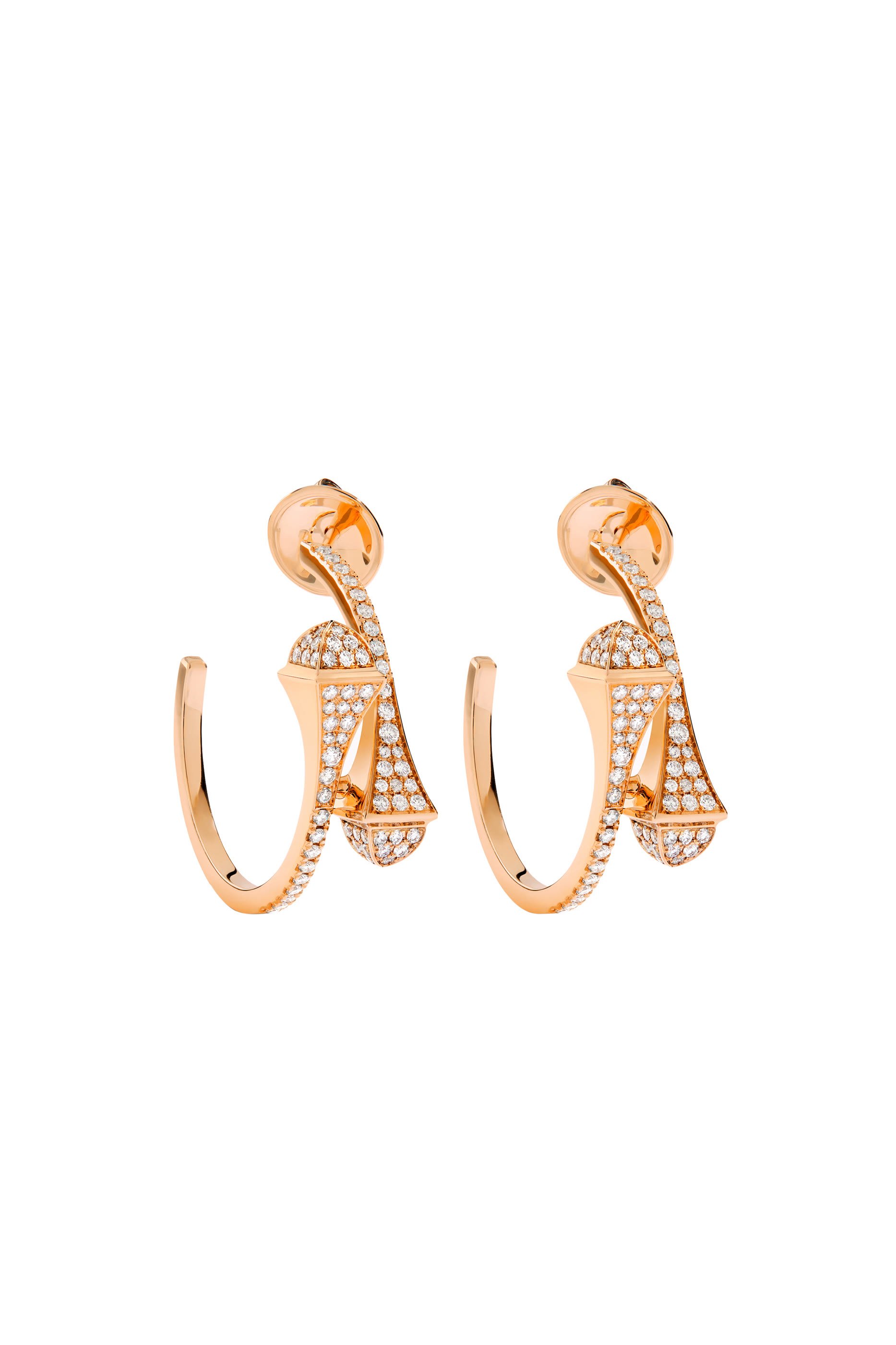 Cleo Small Hoop Earrings, 18k Rose Gold with Full Diamonds