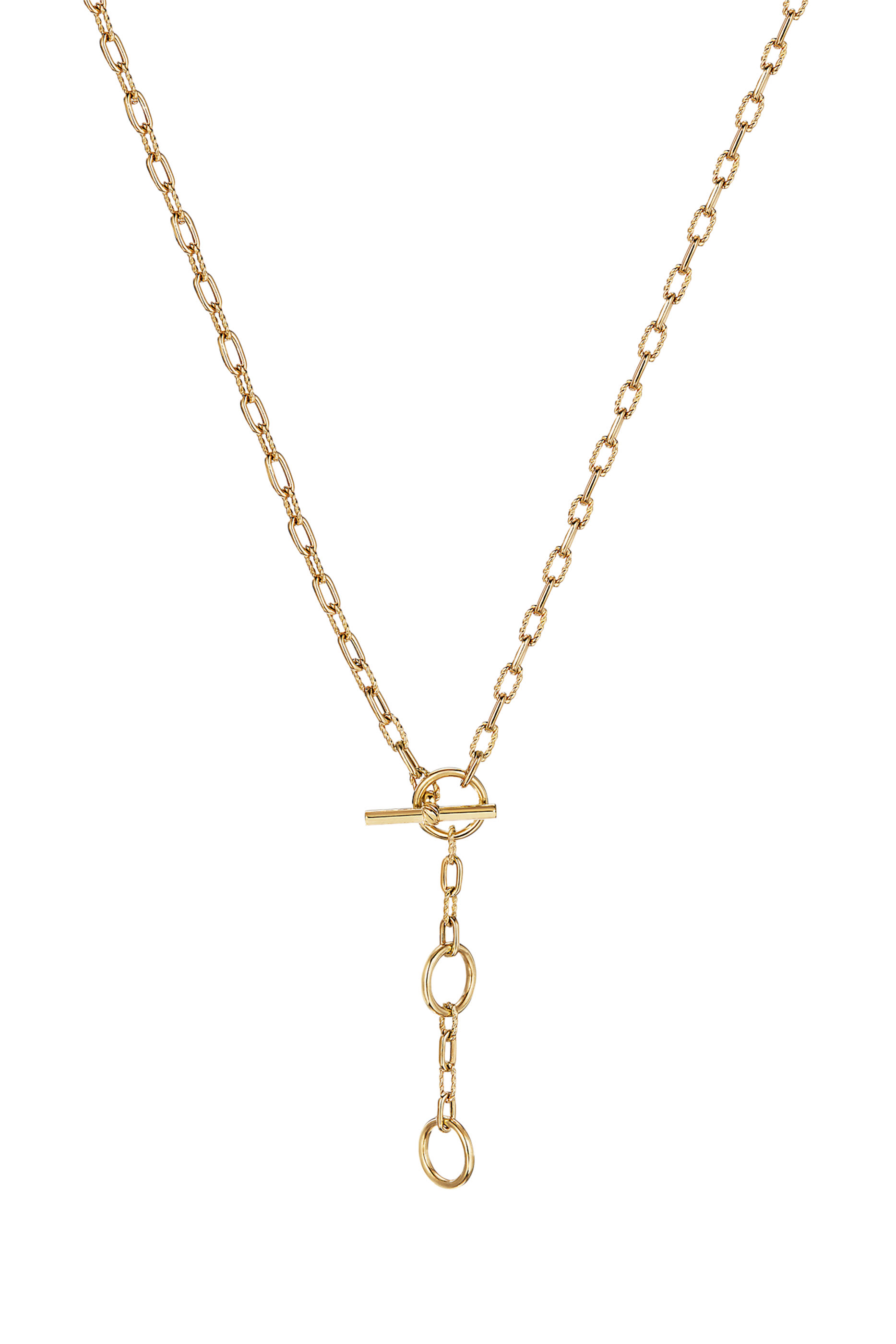 DY Madison Three Ring Chain Necklace, 18k Yellow Gold