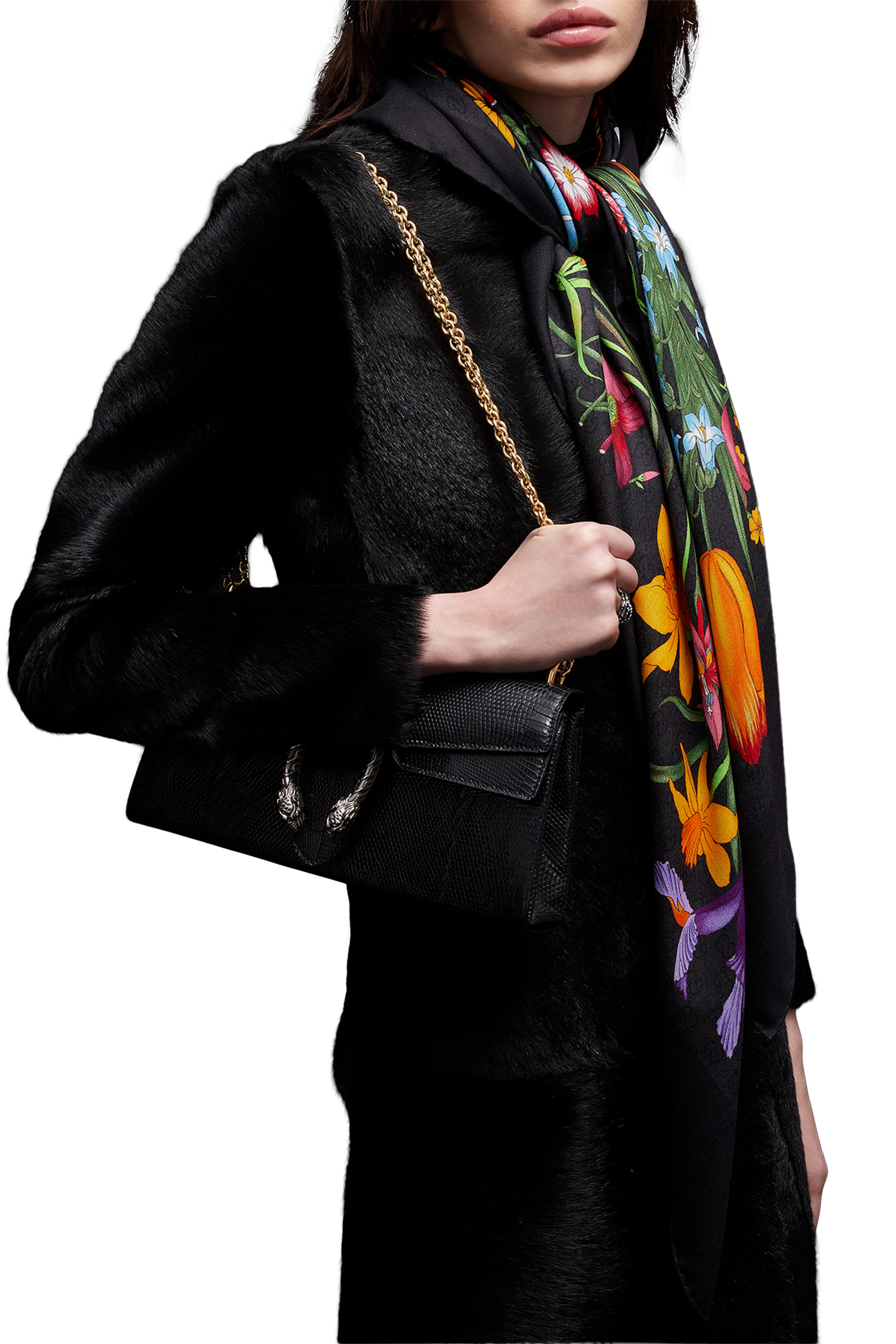 Printed GG Wool Silk Shawl