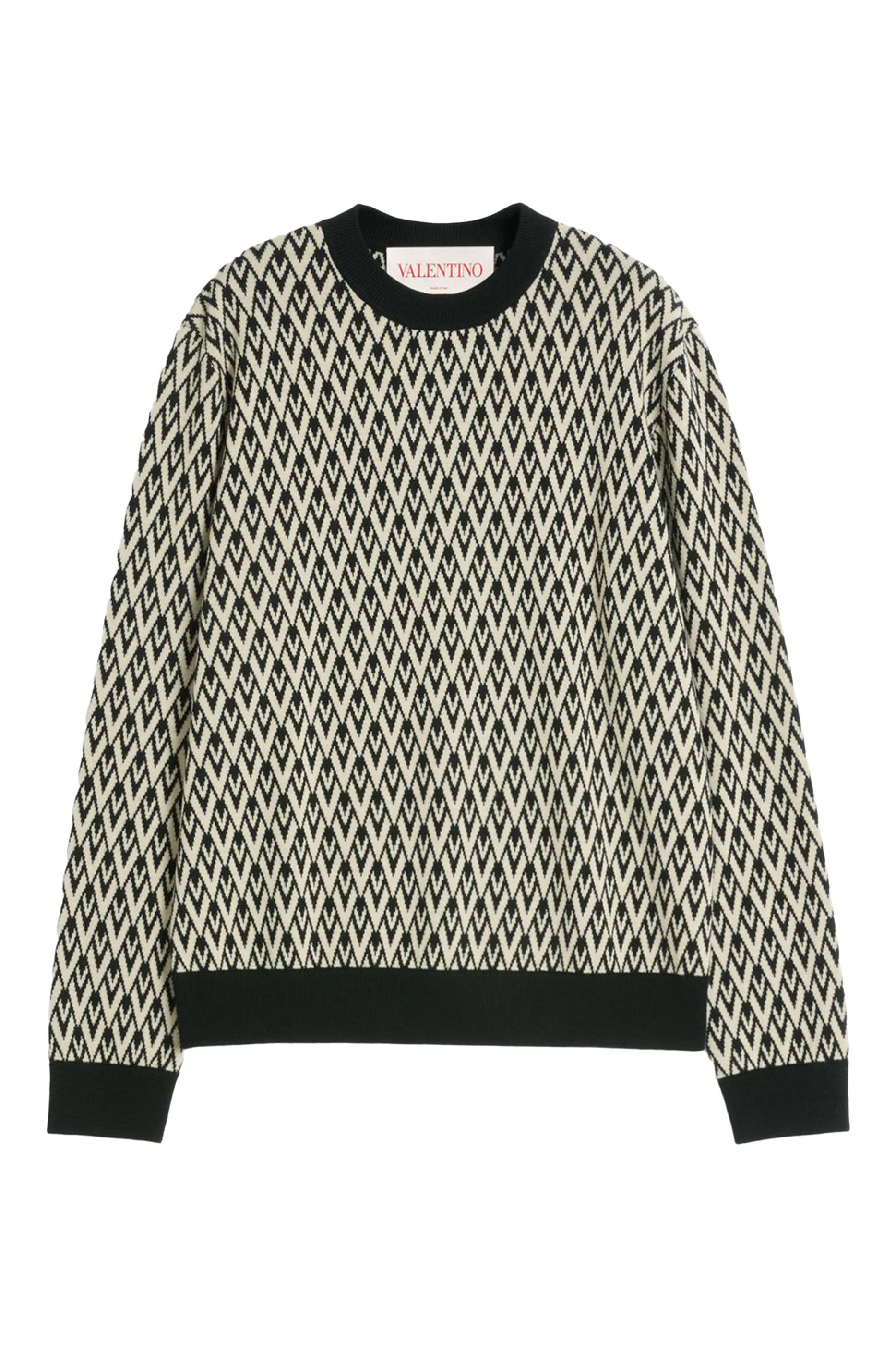 Toute La V Jacquard Pattern Wool Sweater
