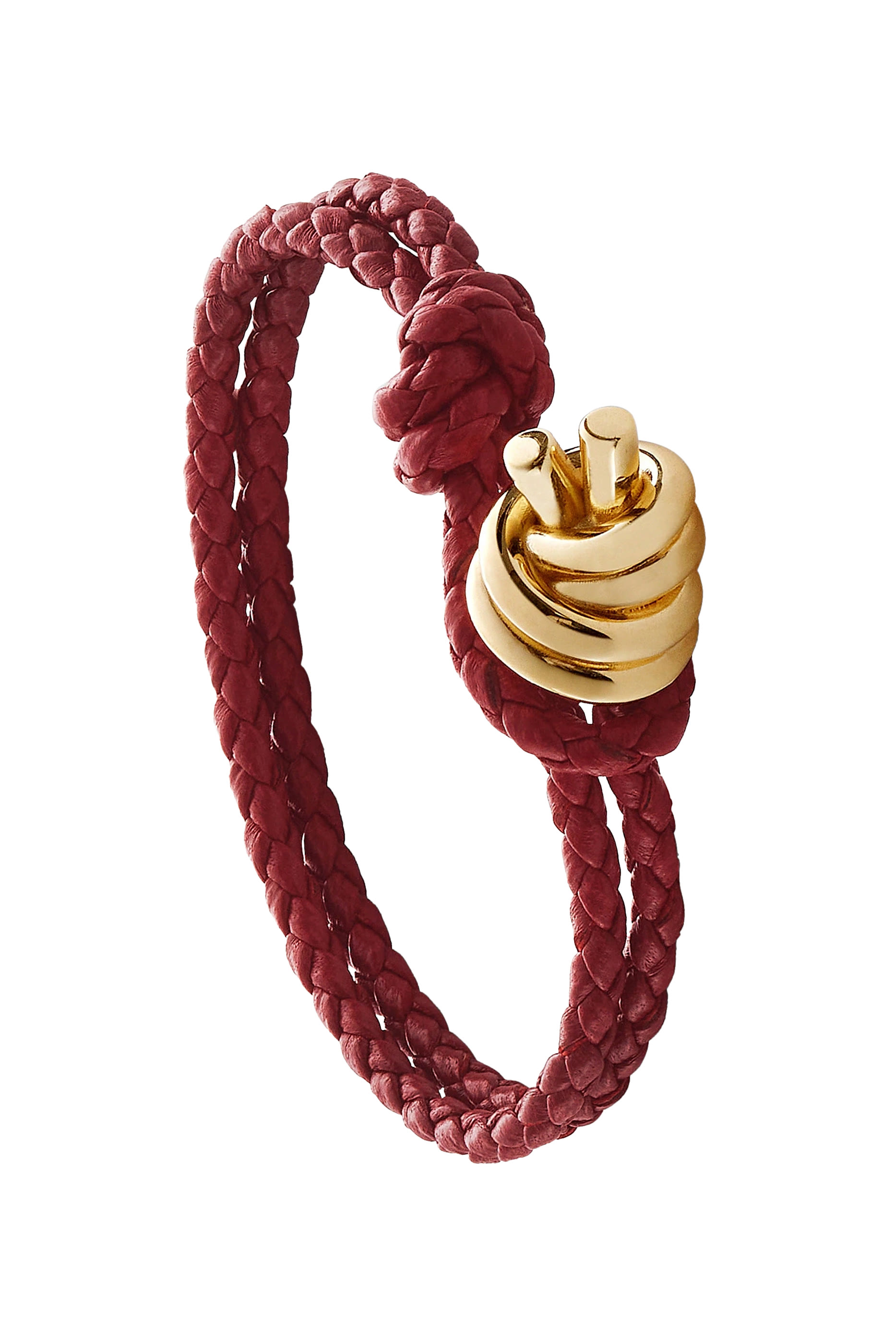 Knot Bracelet, 18k Gold-Finish Sterling Silver & Braided Leather 