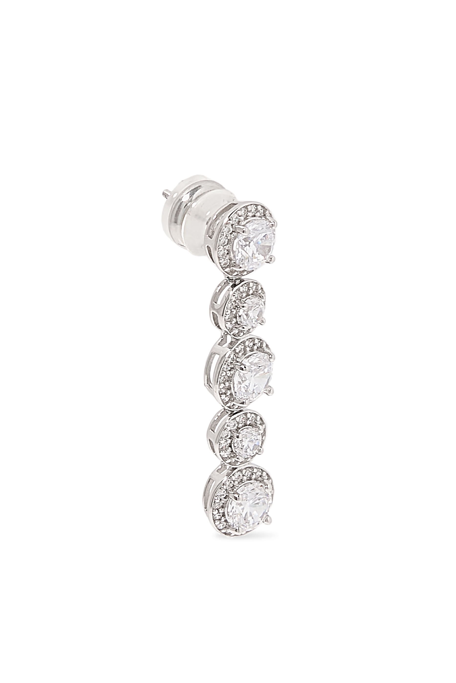 Bezel Drop Earrings, 14K White Gold & Cubic Zirconia