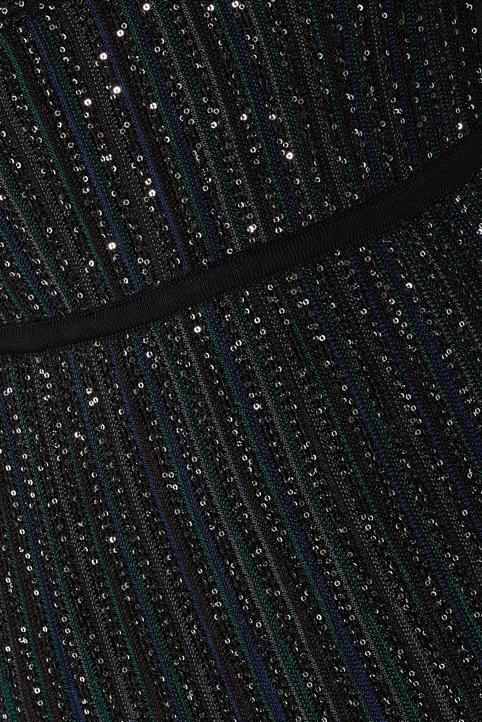  Sleeveless Long Dress with Lamé Stripes