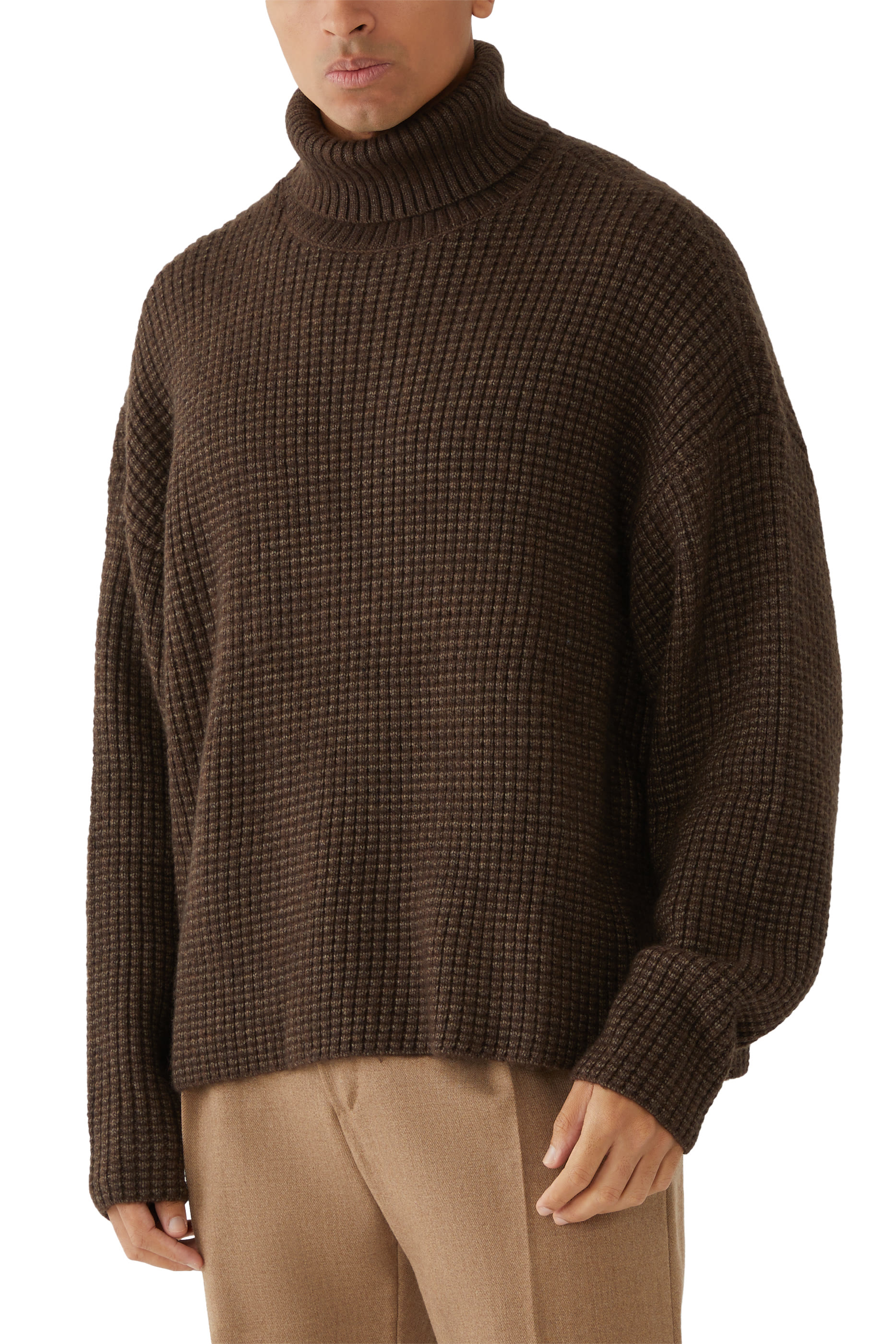 Heavy Waffle Turtleneck Sweater