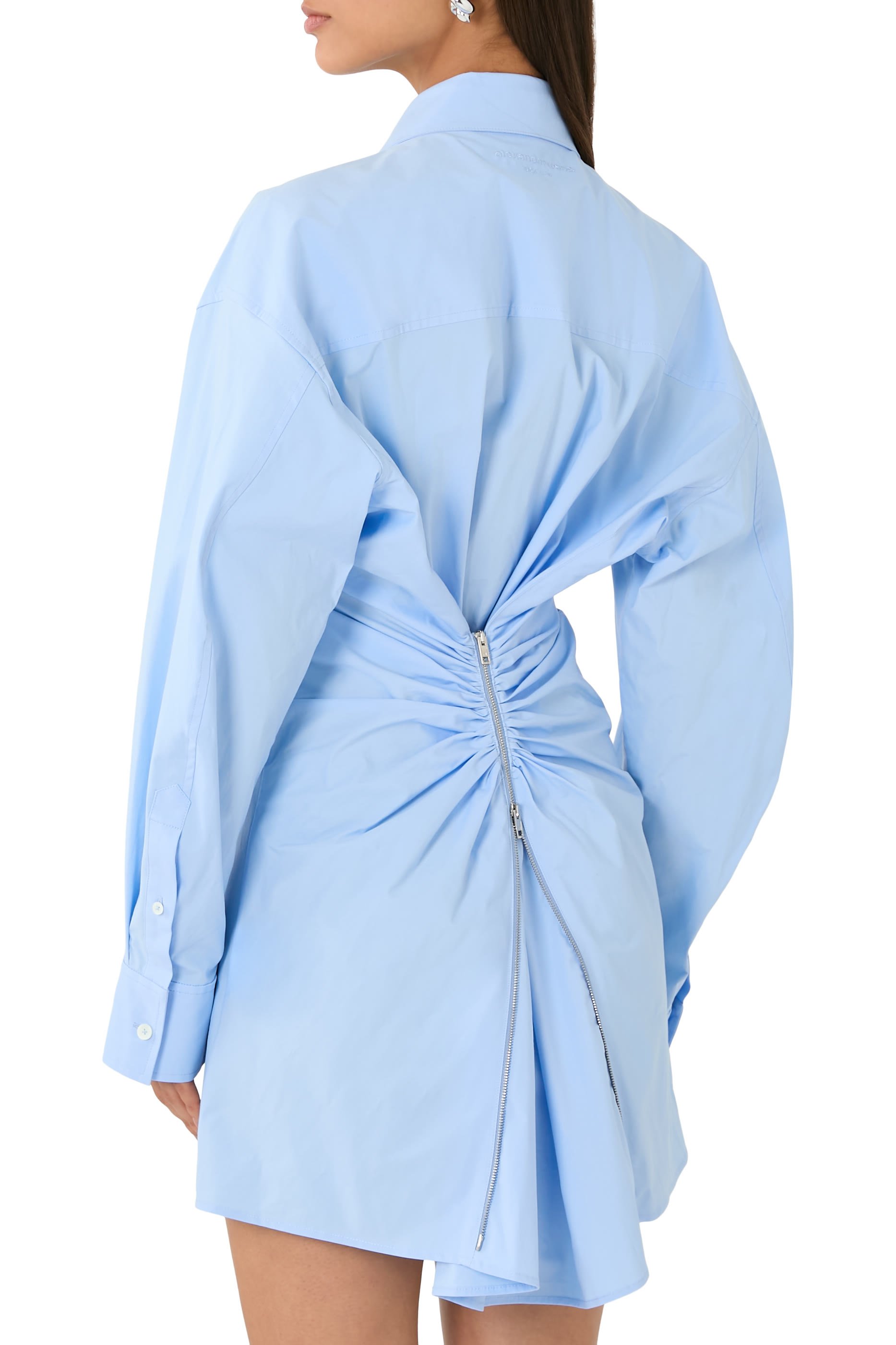  Stretch Cotton Zip Shirt Dress 