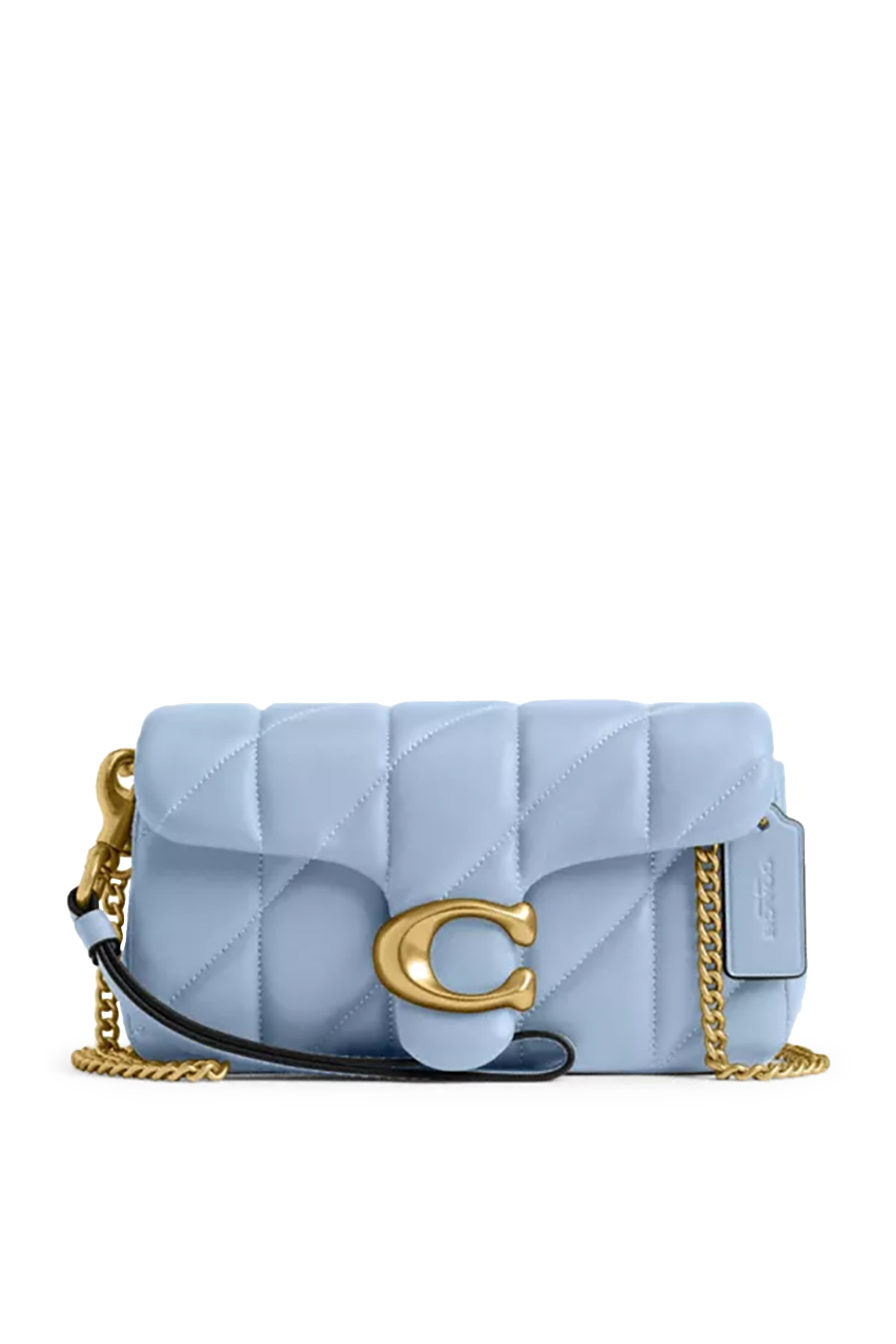 Quilted Pillow Leather Tabby Wristlet With Chain