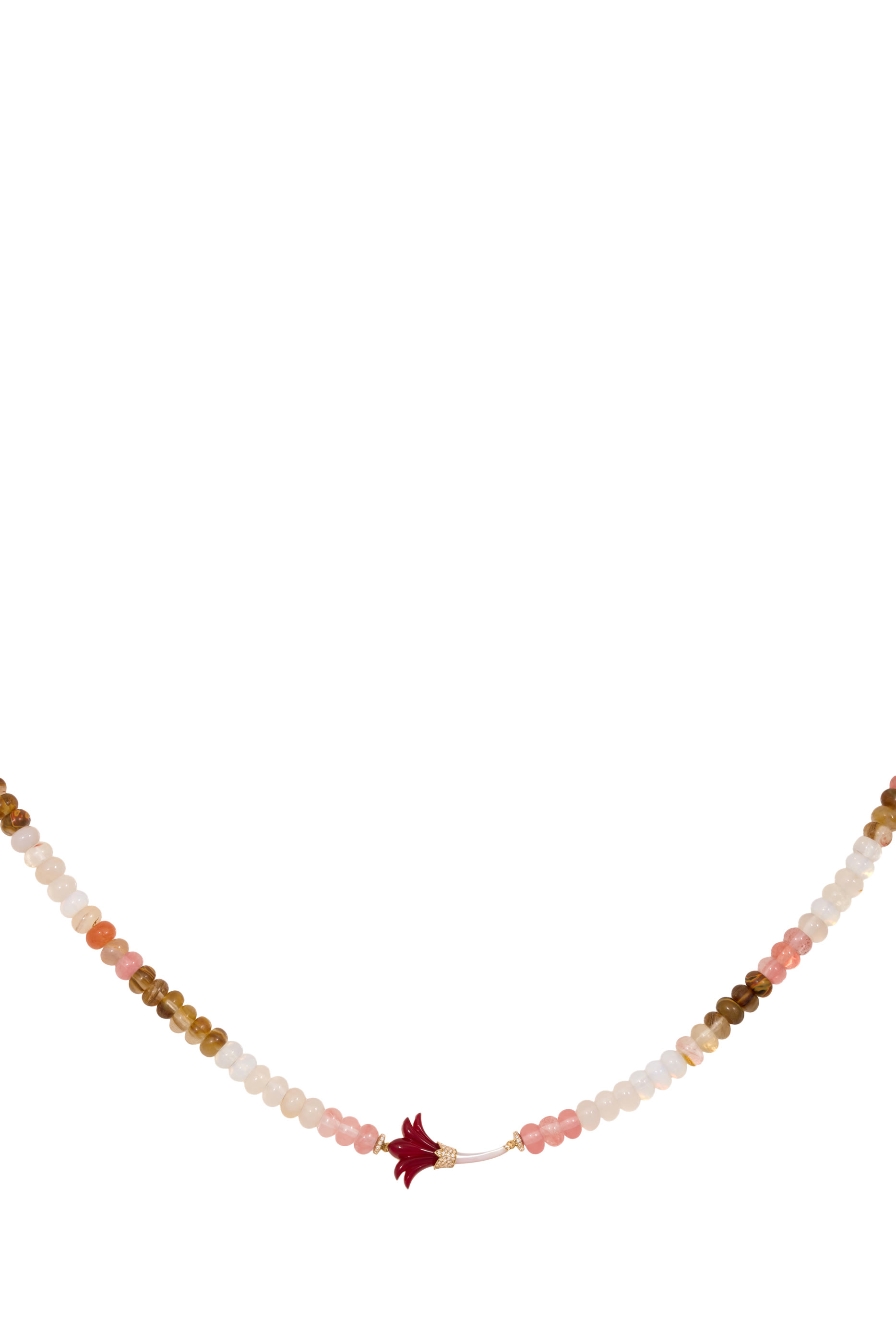 Psychedeliah Necklace, 18k Gold with Mother of Pearl & Diamonds