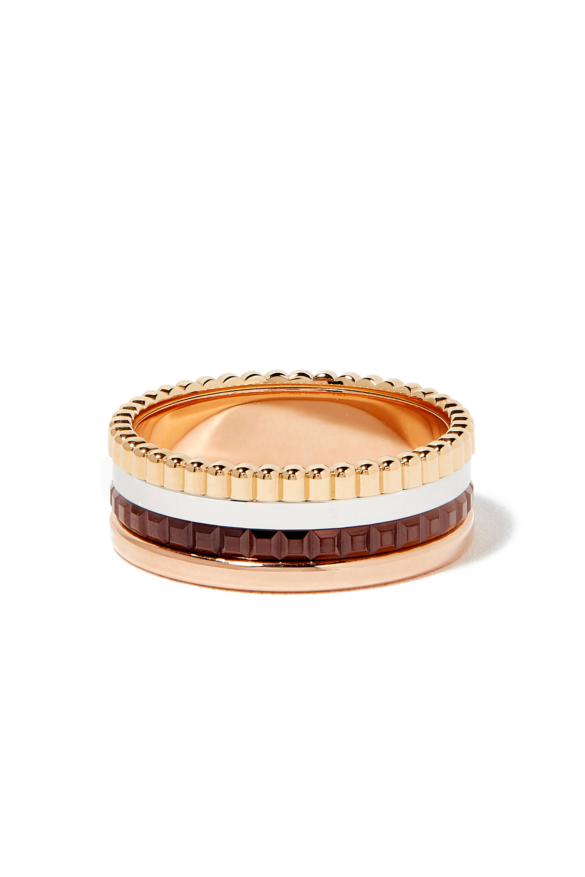 Quatre Classique Small Ring, 18k Mix Gold & Brown PVD