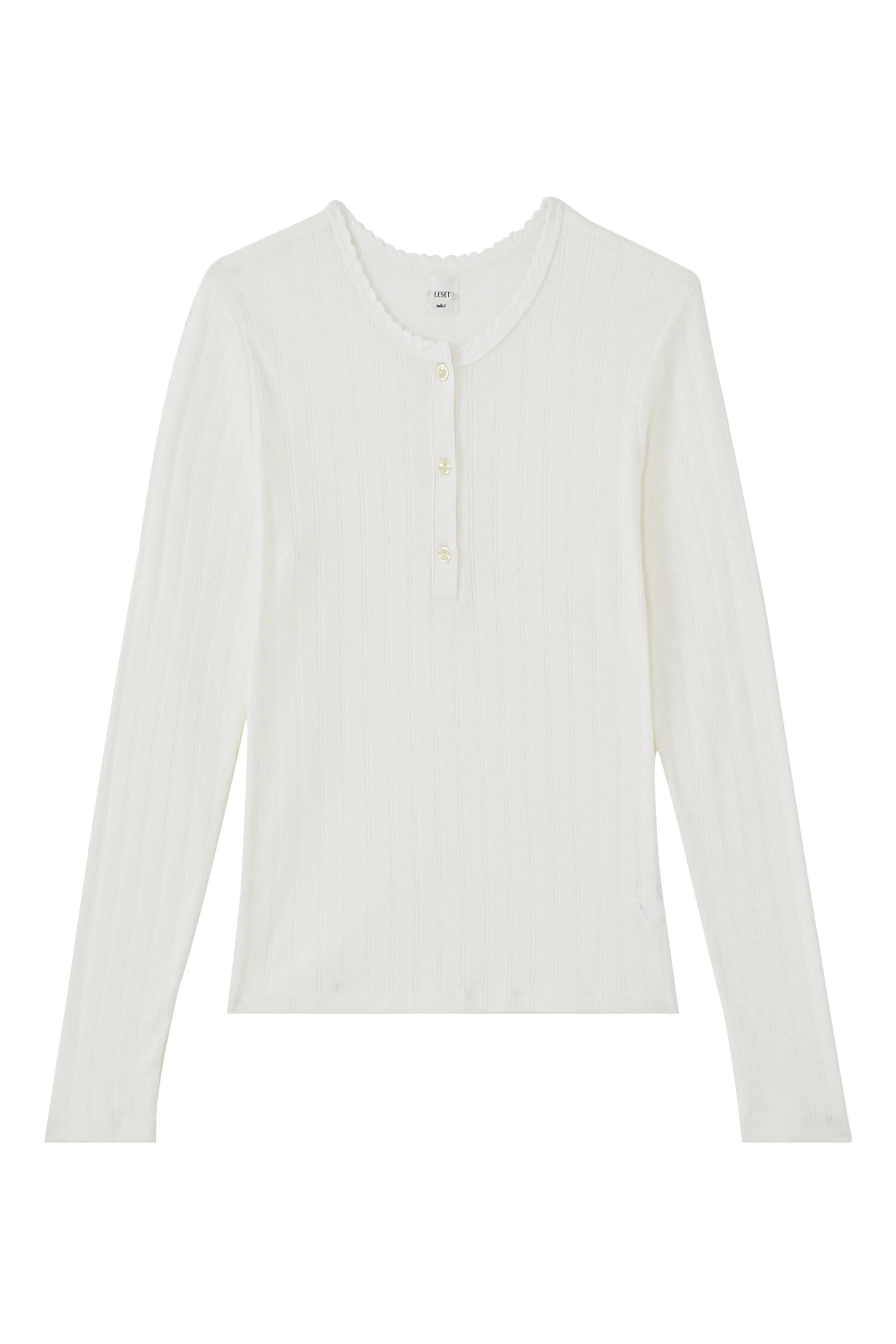 Pointelle Long Sleeve Henley