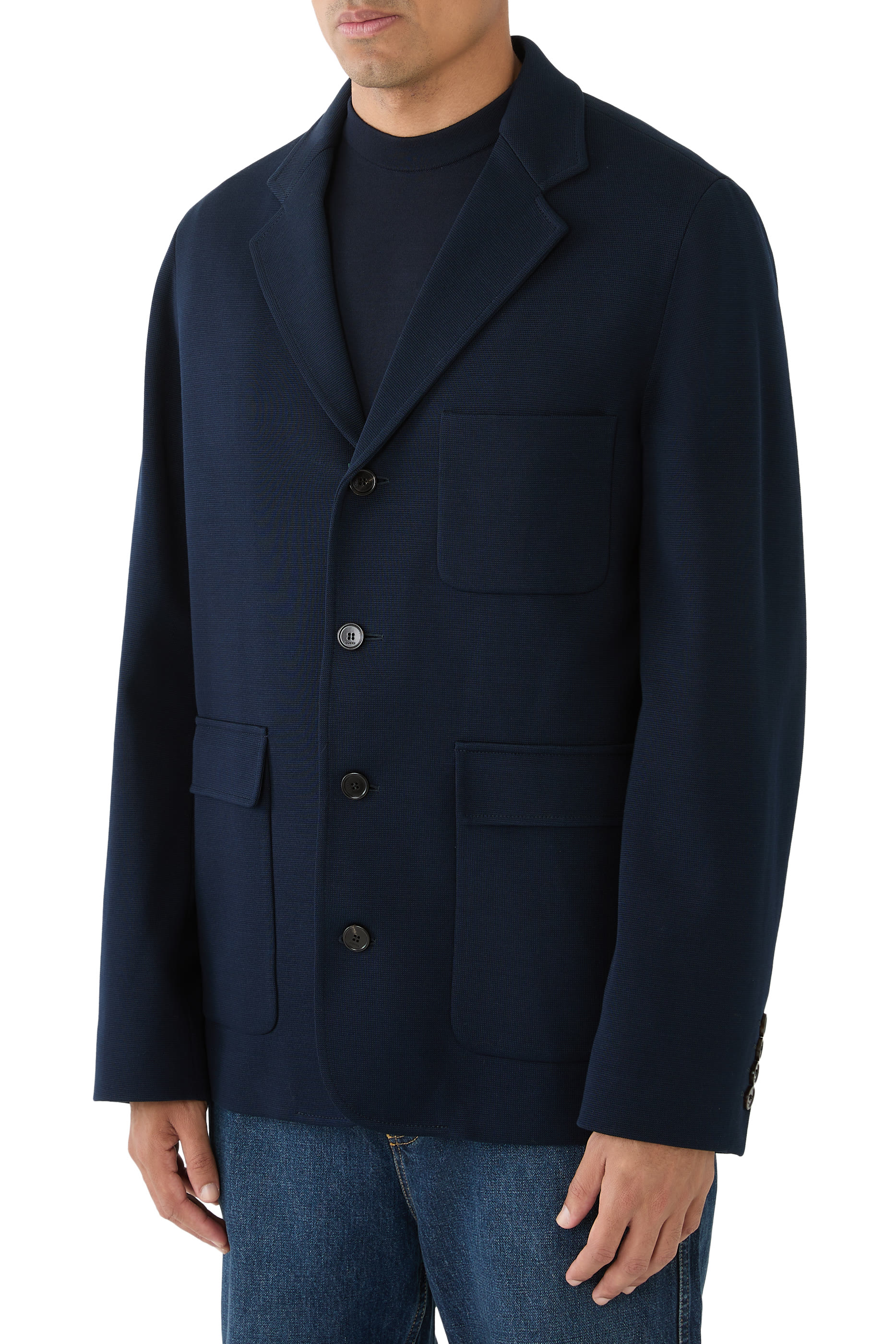  Single-Breasted Cotton Jersey Jacket