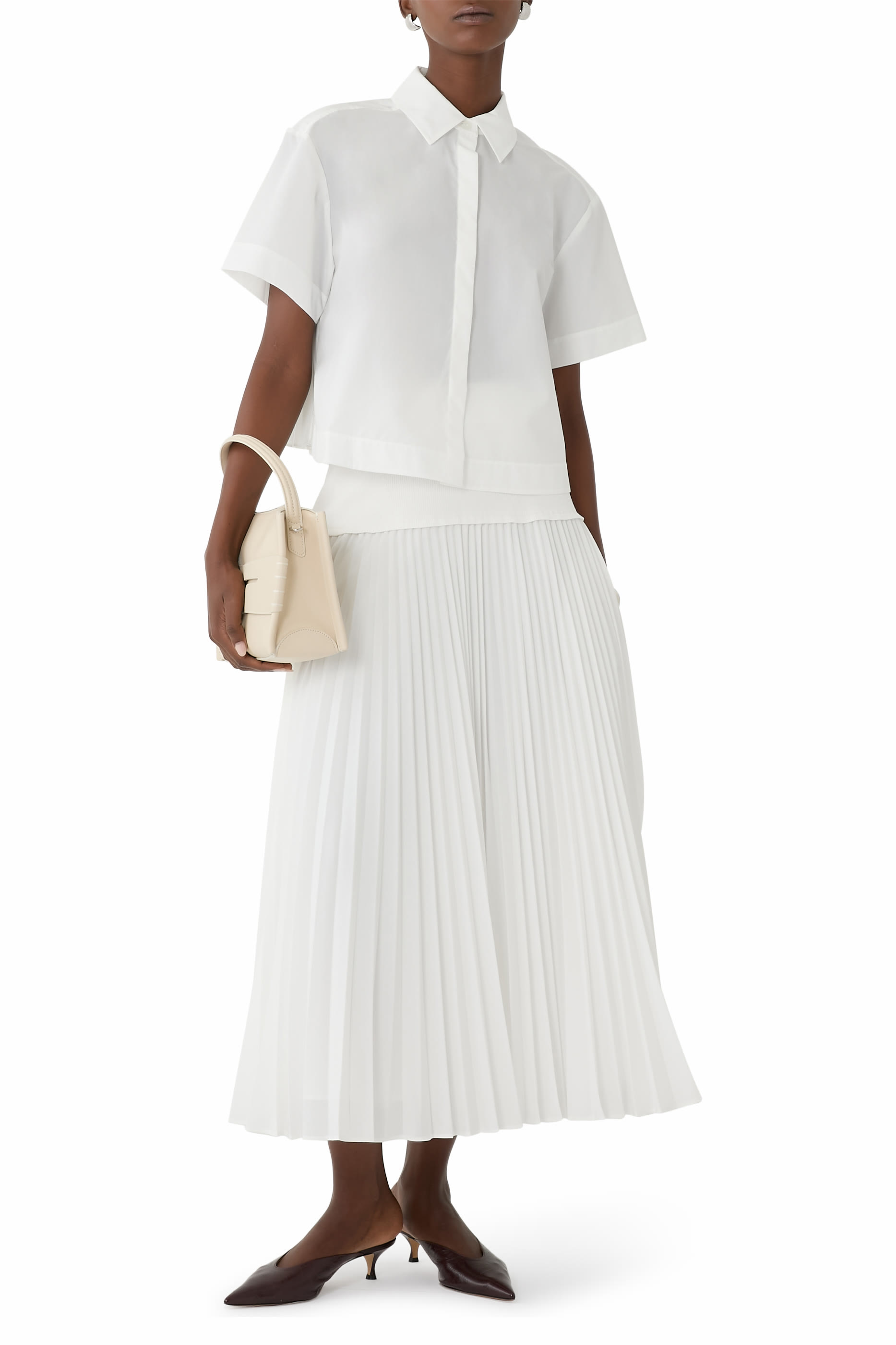 Stella Pleated Skirt with Knit Yoke