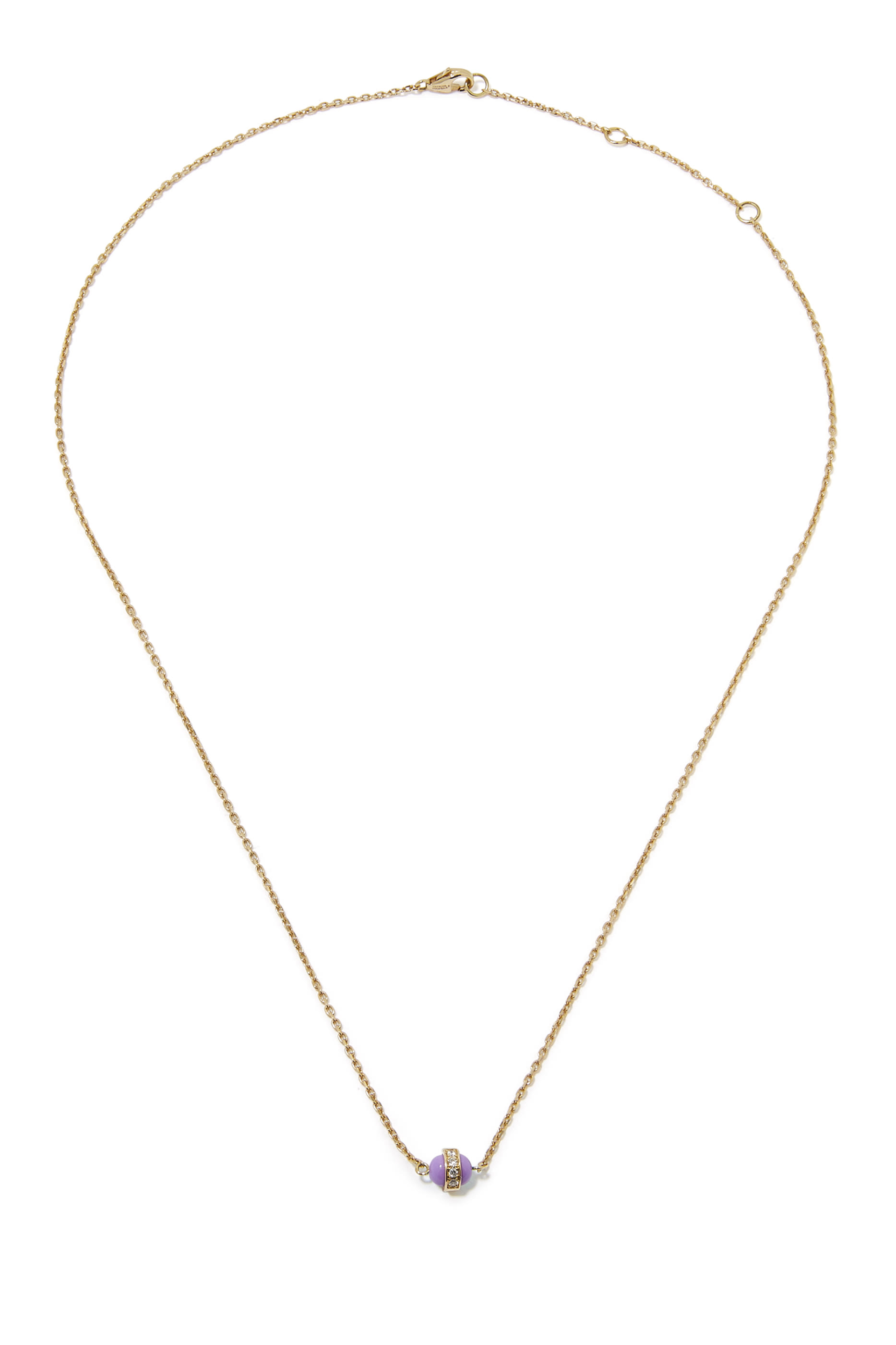 The Single Purple Atom Necklace, 18k Yellow Gold & Diamonds