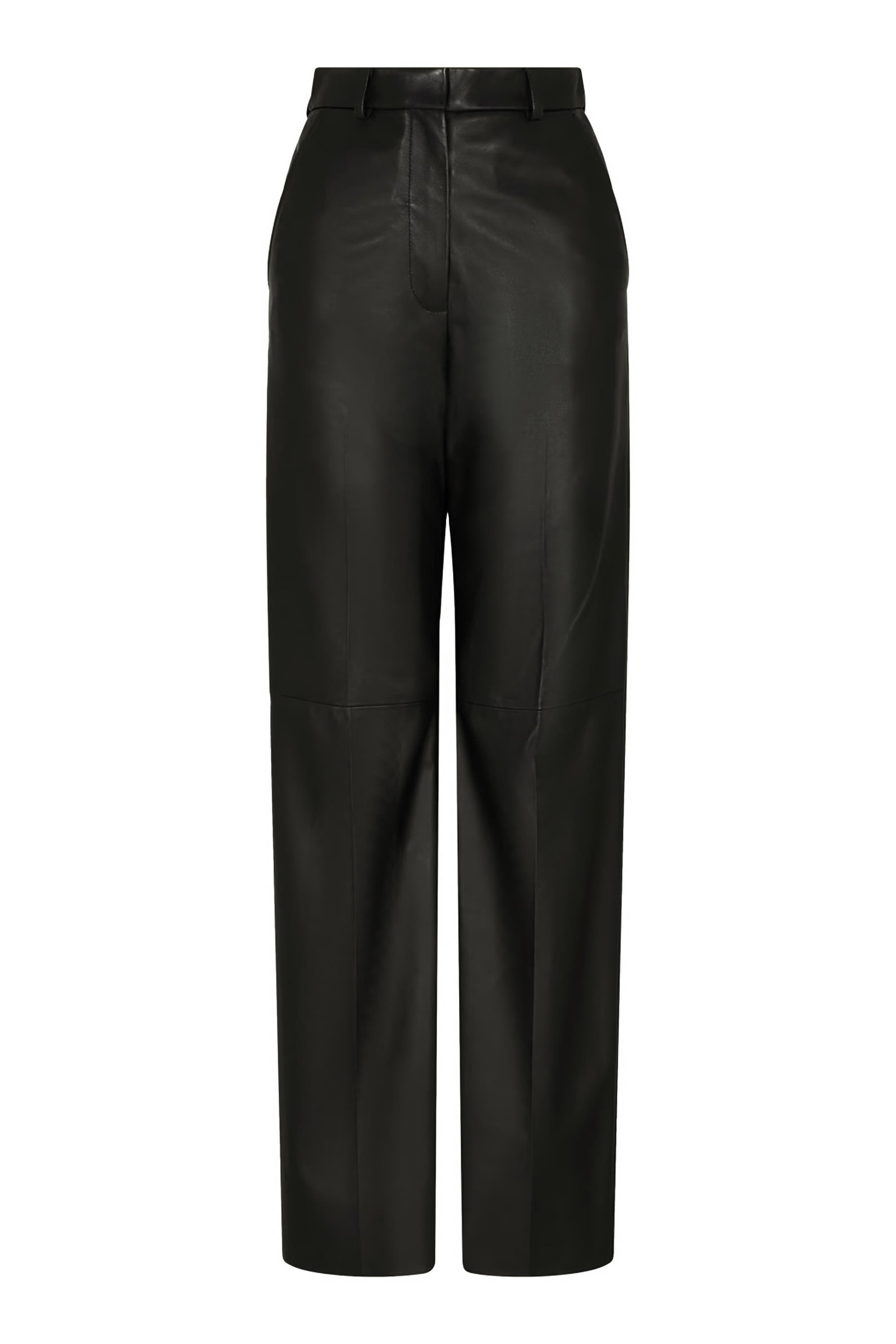 Glove-Quality Lambskin Nappa Leather Palazzo Trousers