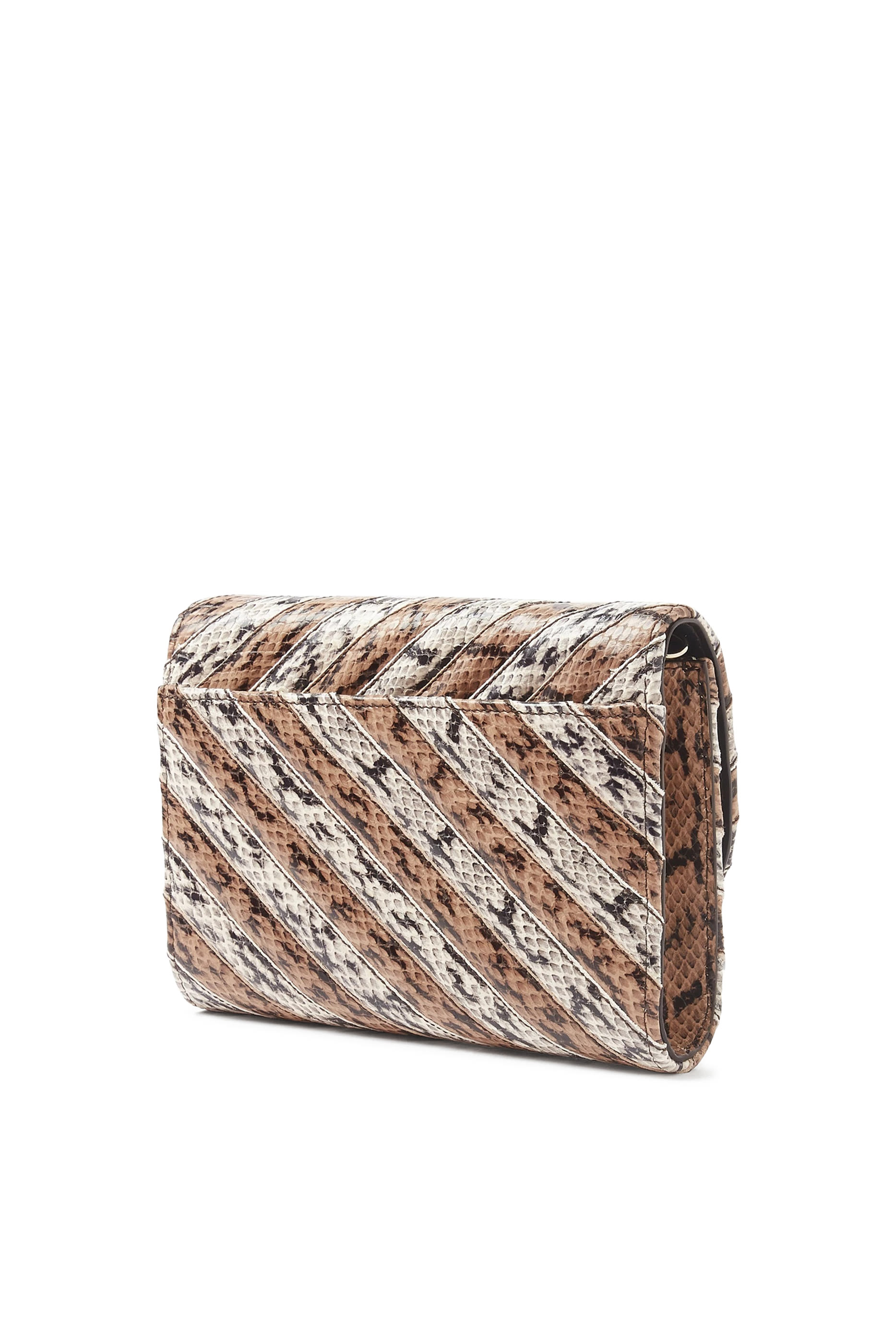 Curve Quilted Metallic Leather Clutch with Chain