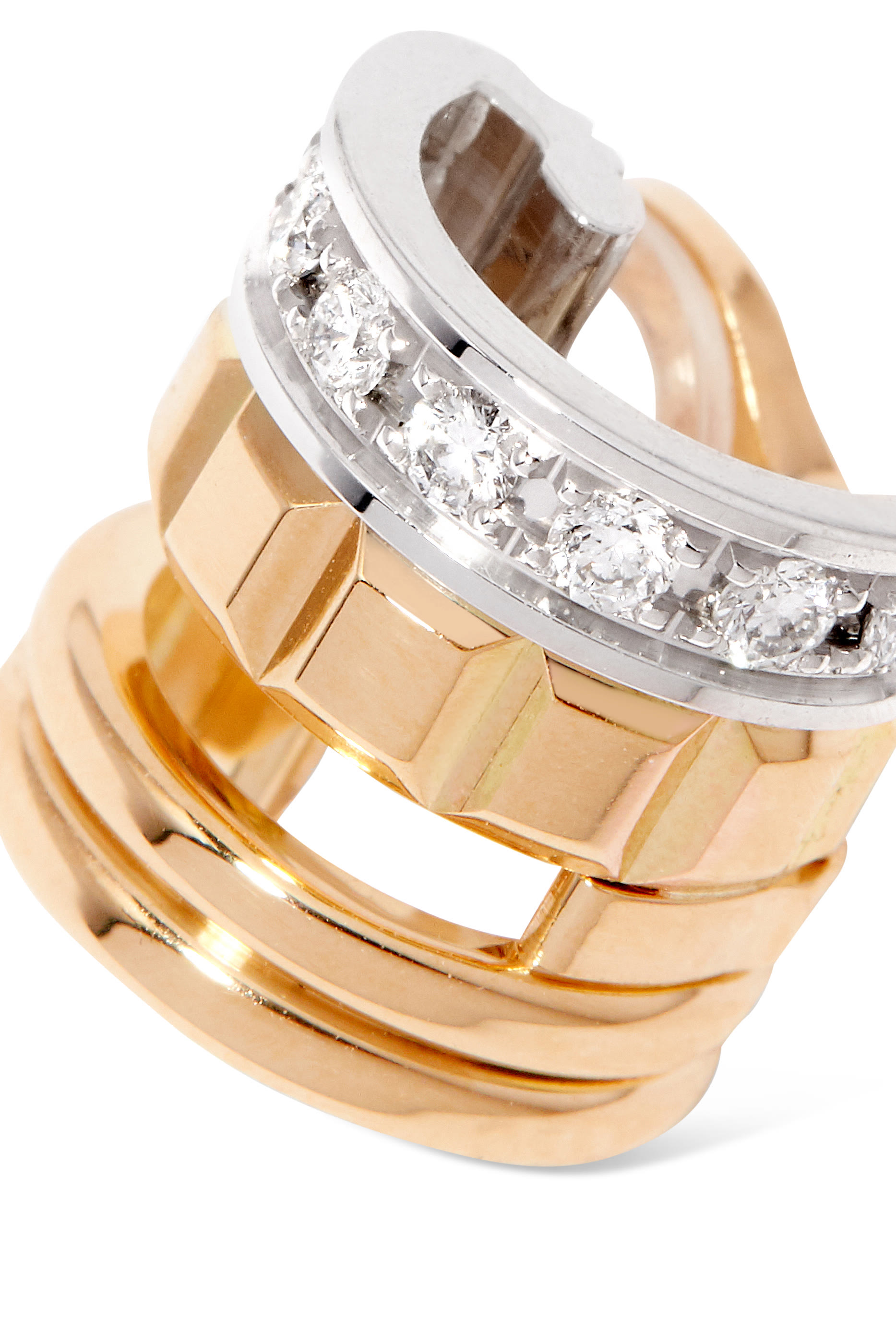 Quatre Radiant Edition Single Clip Earring, 18k Mix Gold & Diamonds