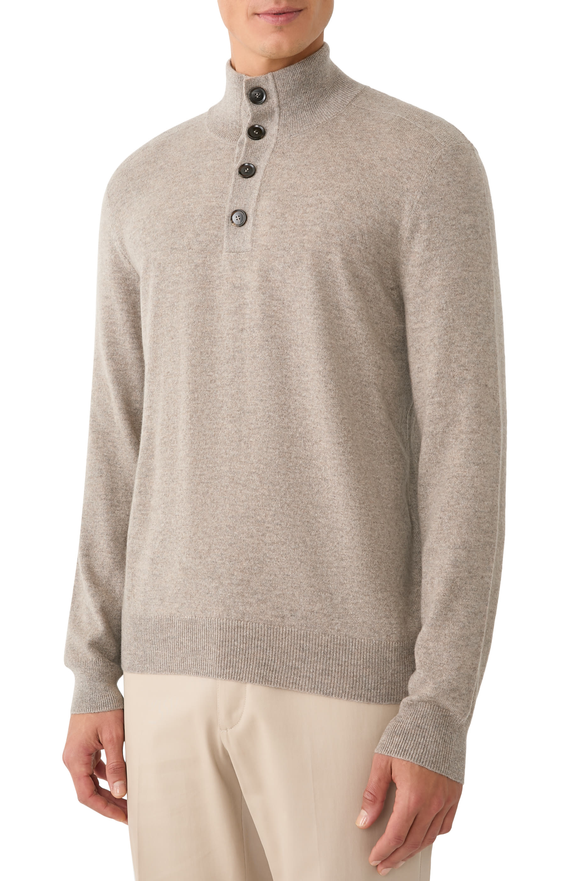 Mock Neck Buttons Knit Polo