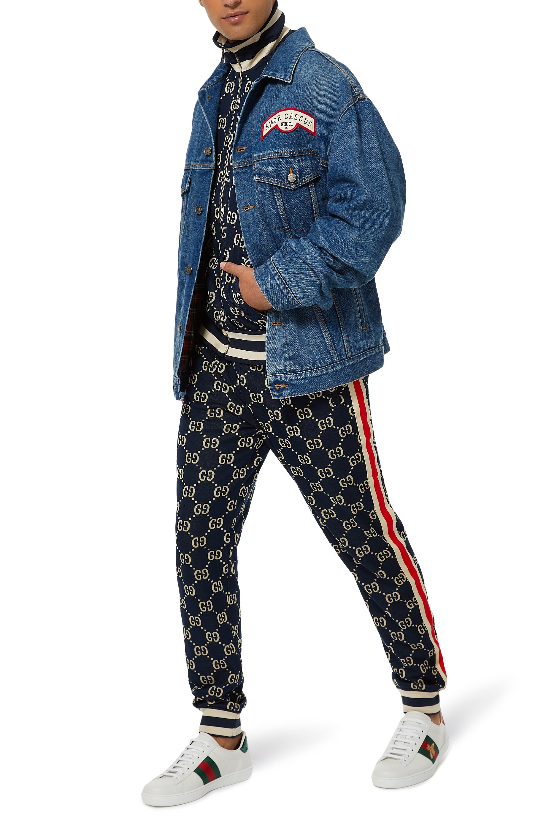 Oversized Embroidered Logo Denim Jacket