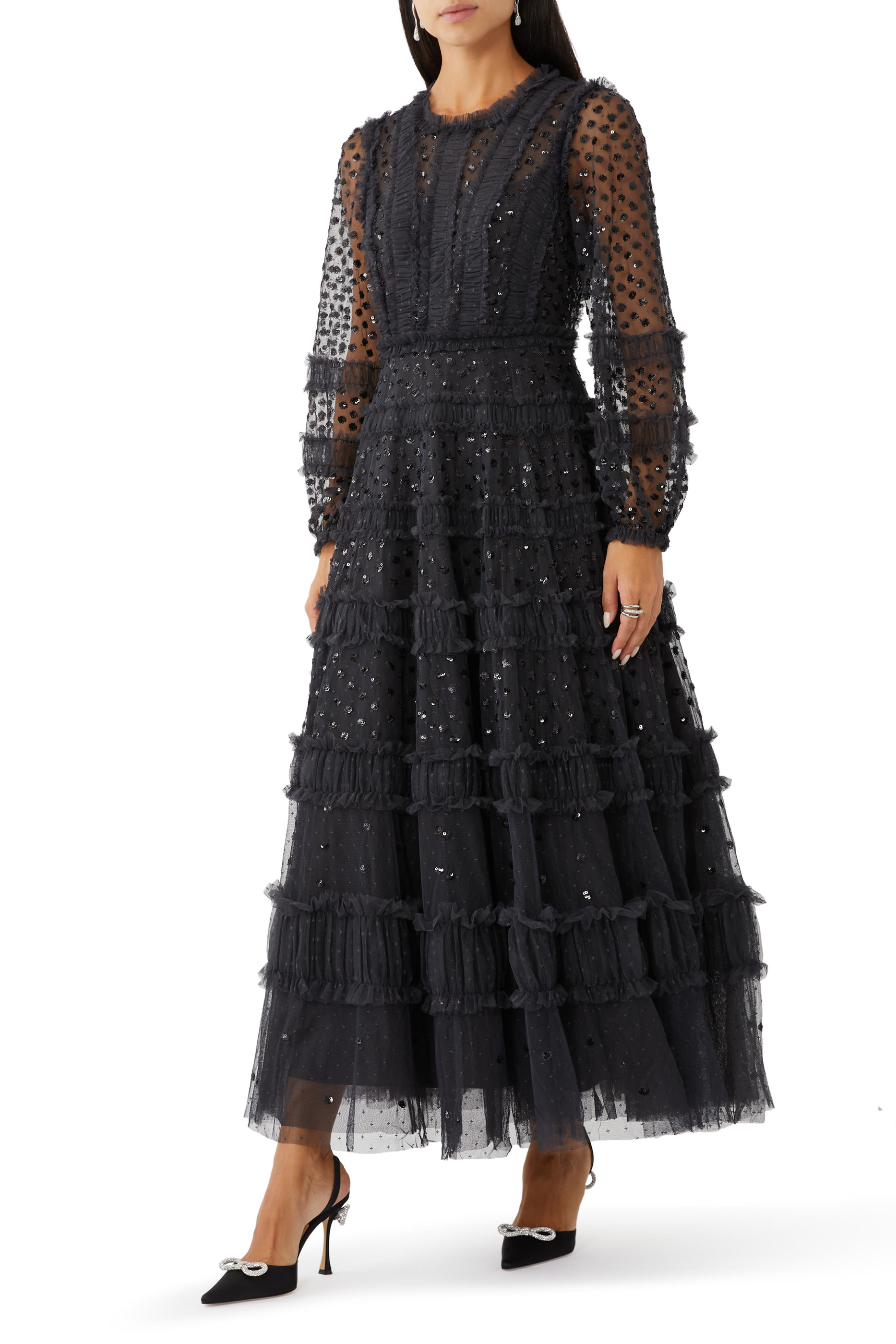 Dot Shimmer Ankle Gown