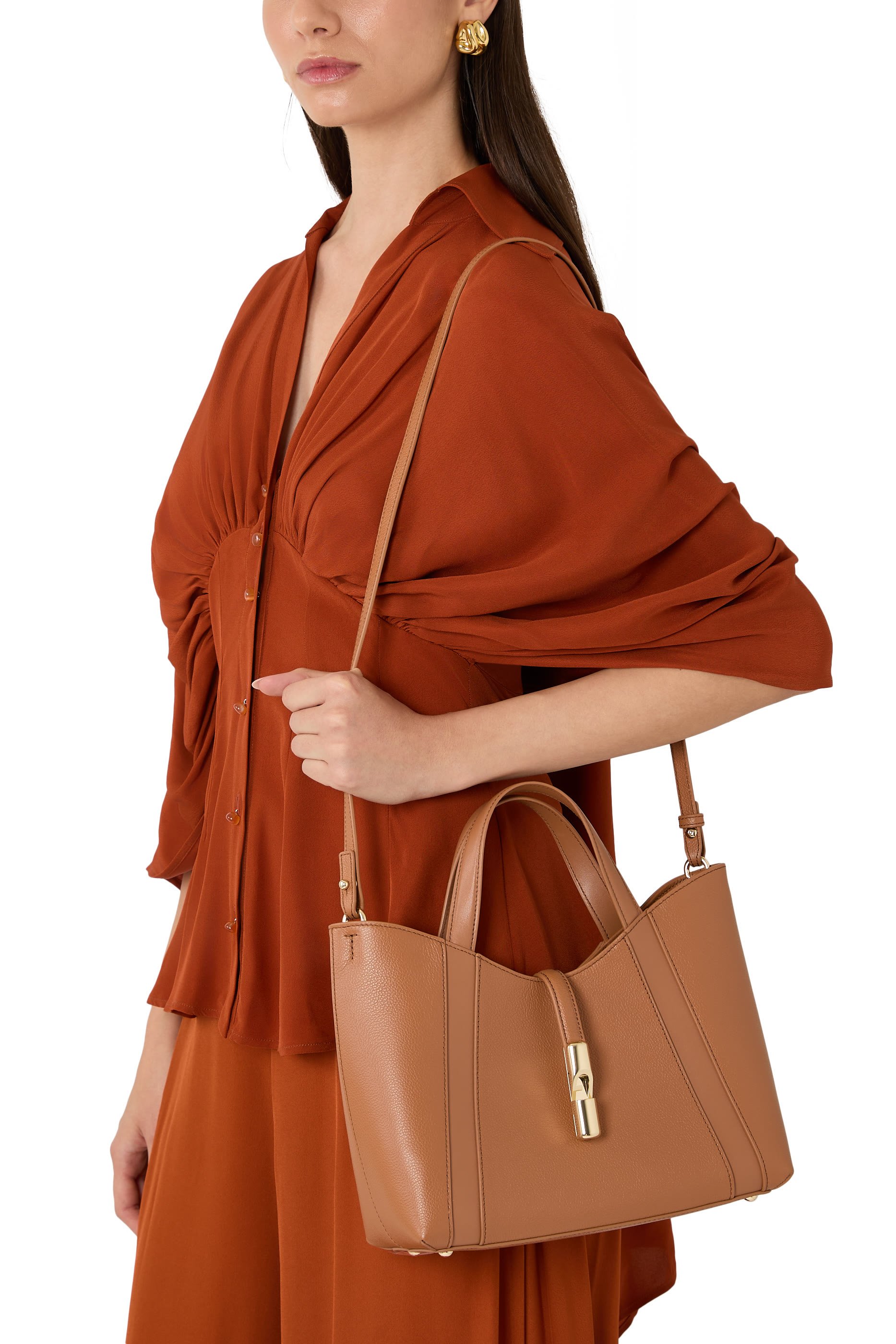 Goccia S Grained Leather Handbag