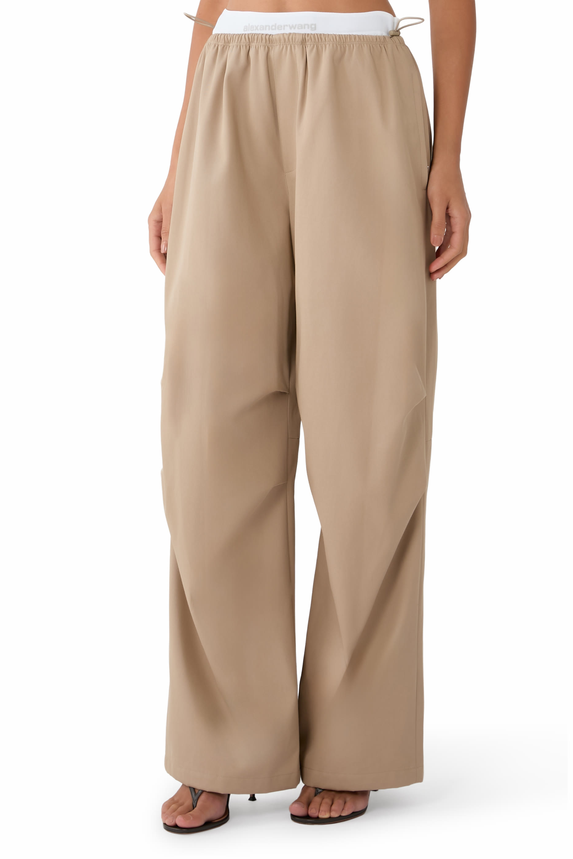 Mid-Rise Track Pants in Cotton Twill