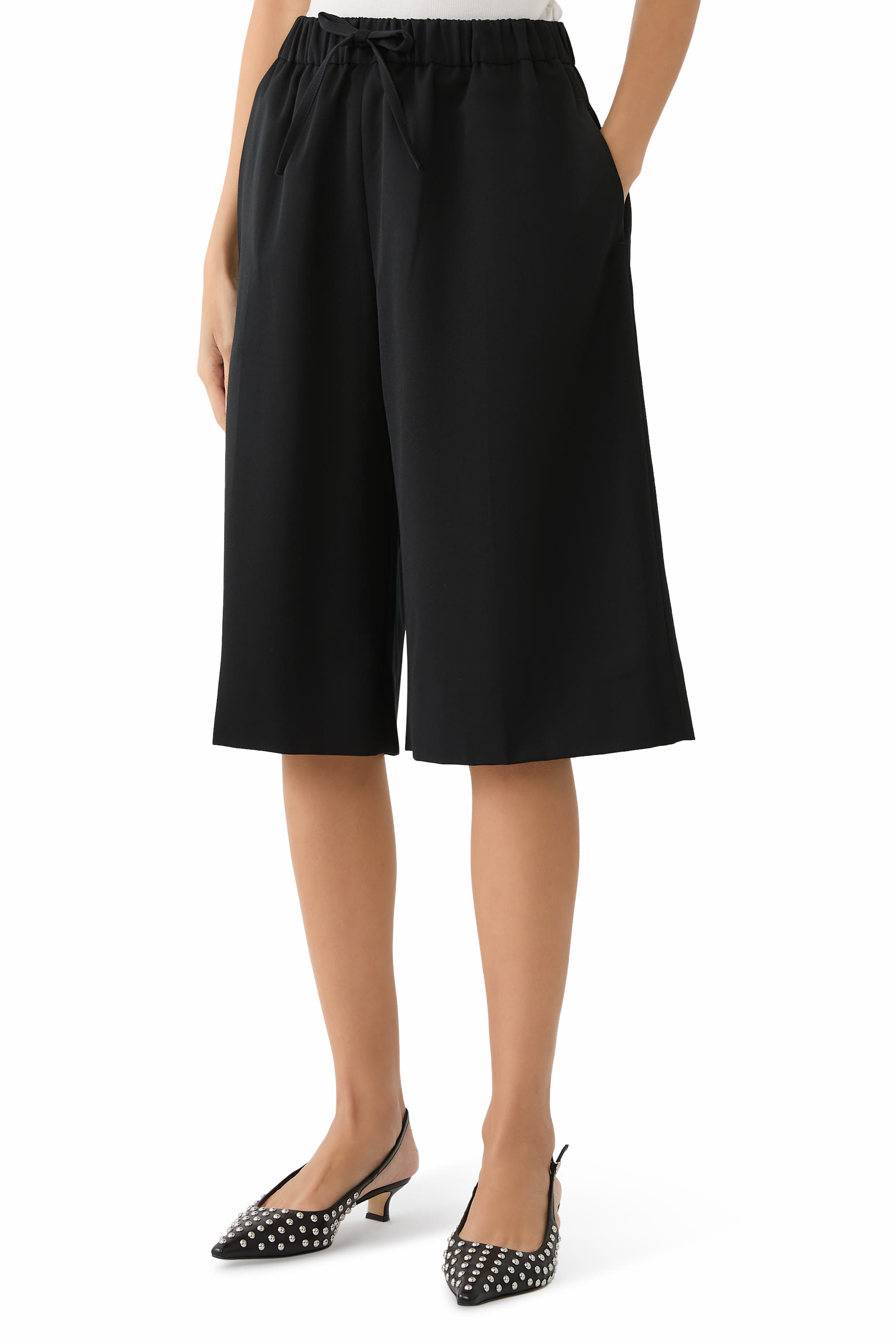 Daisy Pearl Wide-Leg Long Shorts