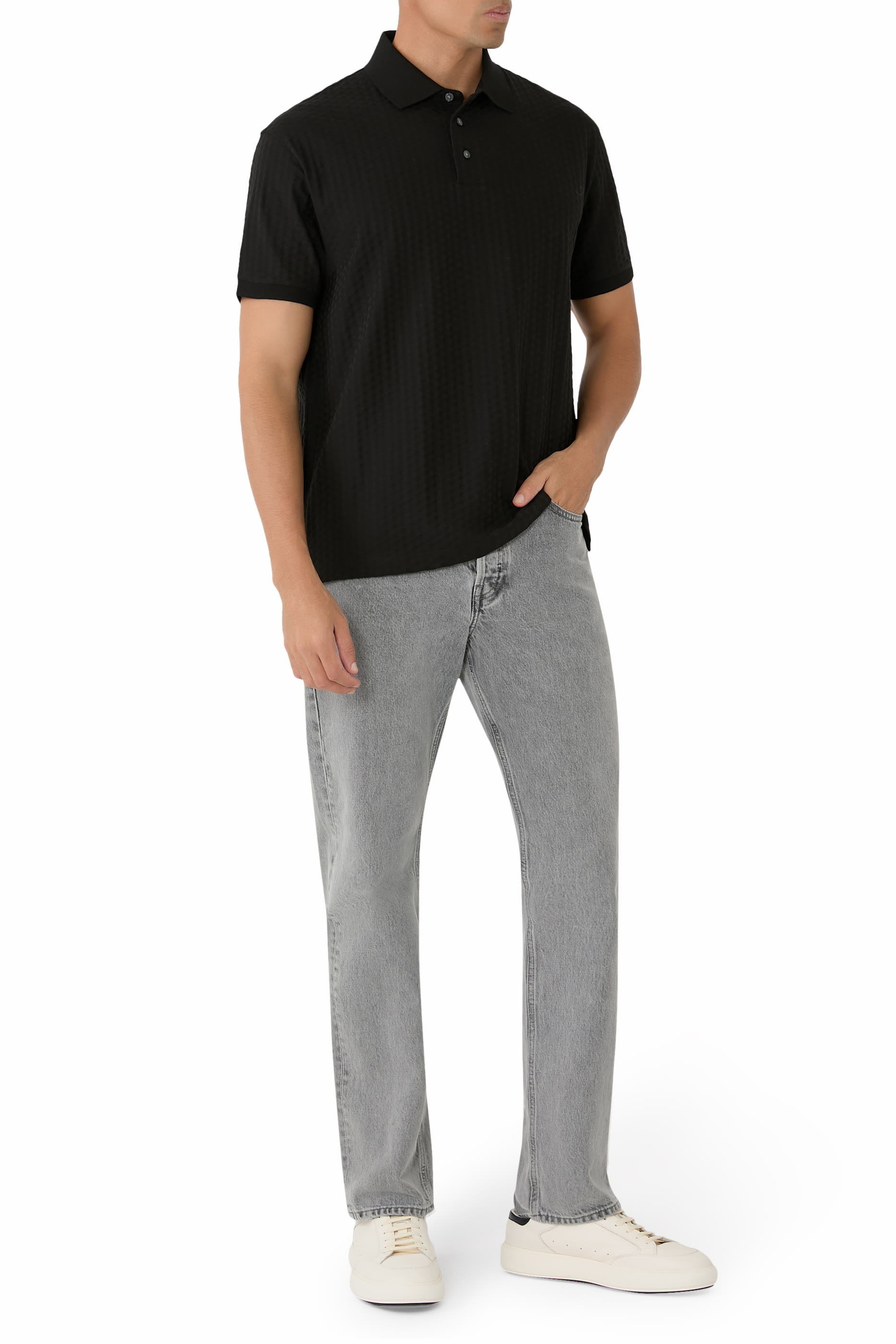 Horizontal Stripe Effect Polo Shirt