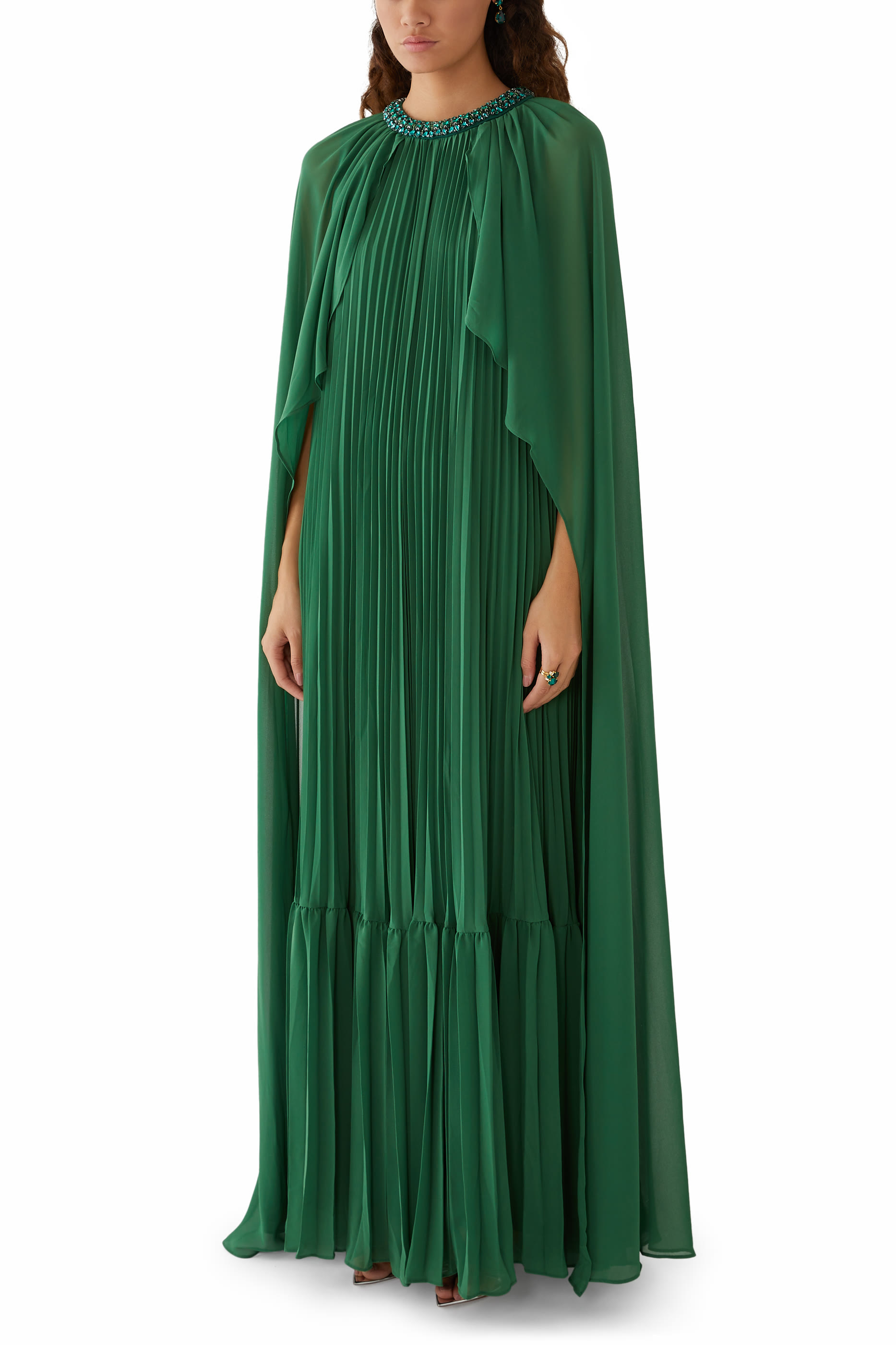 Chiffon Cape Maxi Dress